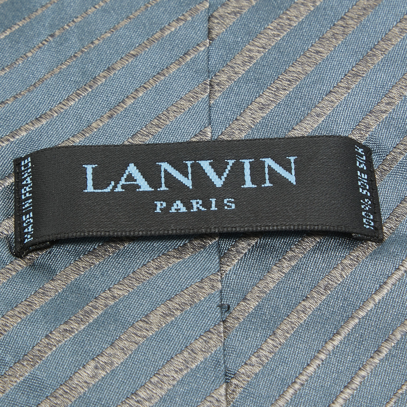 Lanvin Blue Striped Silk Traditional Tie