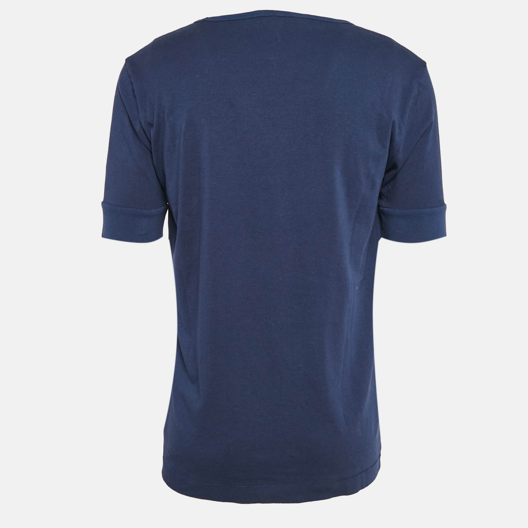 Lanvin Navy Blue Cotton Patch Work T-Shirt L