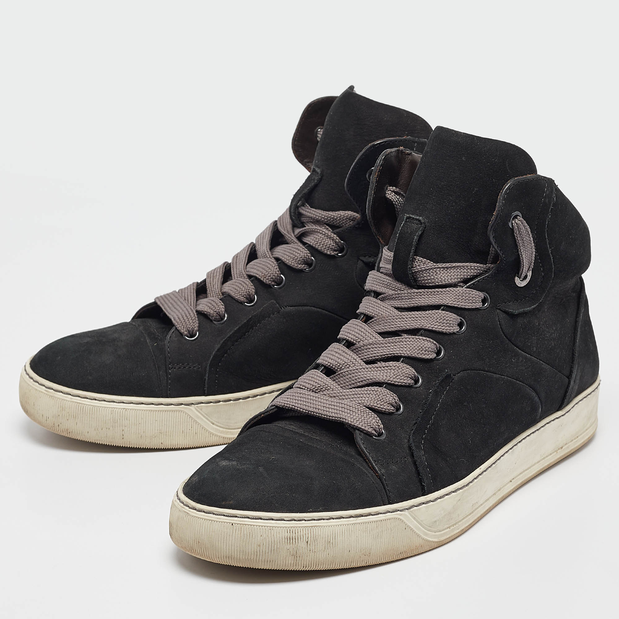 Lanvin Black Nubuck High Top Sneakers Size 42