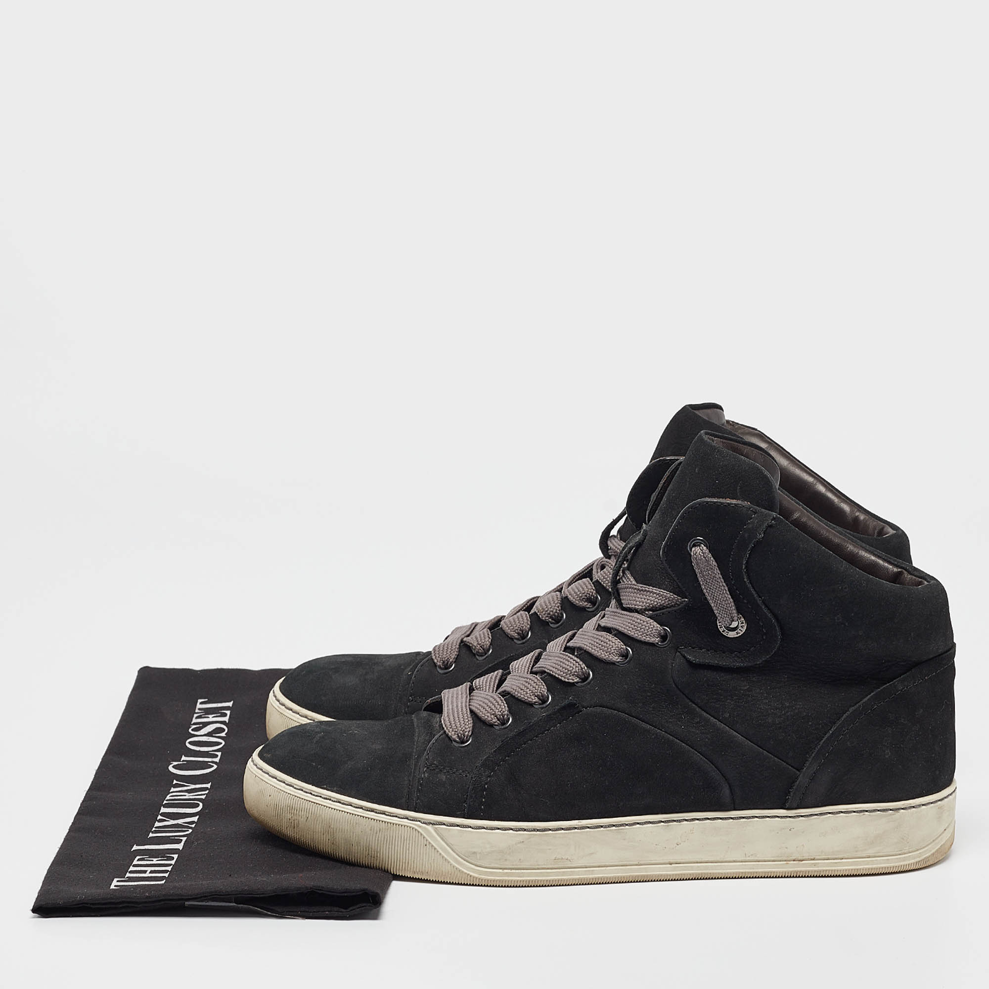 Lanvin Black Nubuck High Top Sneakers Size 42