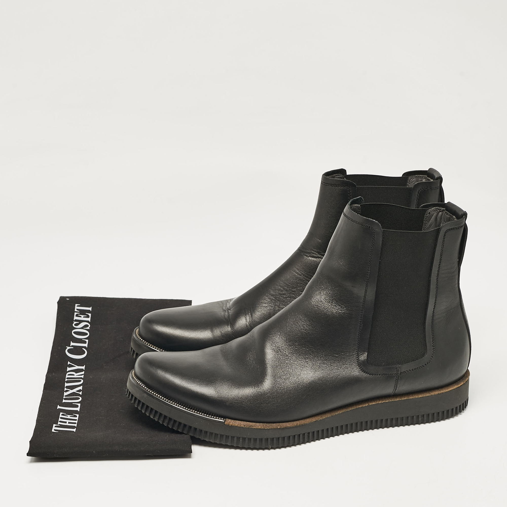 Lanvin Black Leather Chelsea Boots Size 45