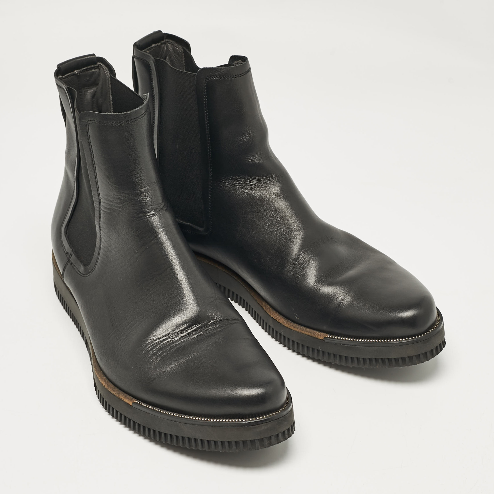 Lanvin Black Leather Chelsea Boots Size 45