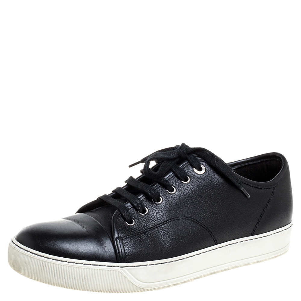 Image of Lanvin Black Leather Low Top Sneakers Size