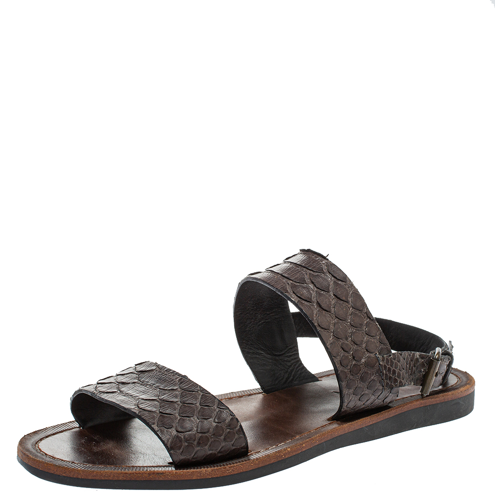 Lanvin Brown Python Leather Sandals Size 41