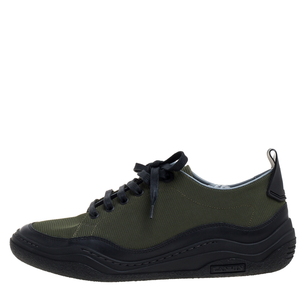 Lanvin Green/Black Canvas And Leather Sneakers Size 
Lanvin Green/Black Canvas And Leather Sneakers Size