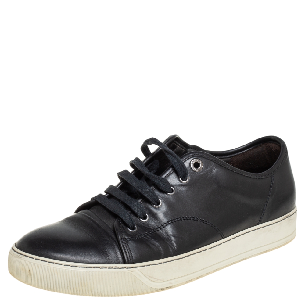 

Lanvin Black Leather Low Top Sneakers Size