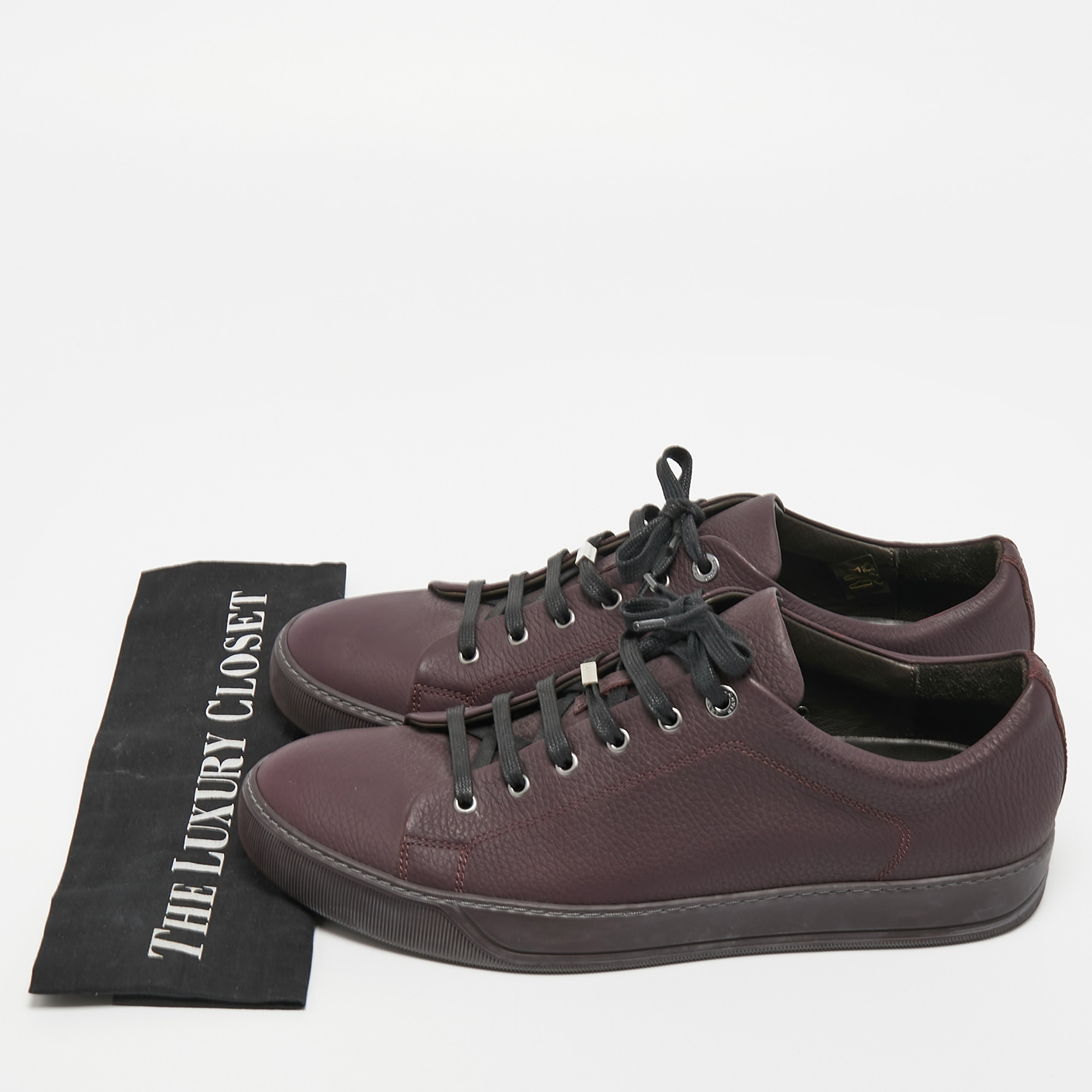 Lanvin Dark Purple Leather Low Top Sneakers Size 44