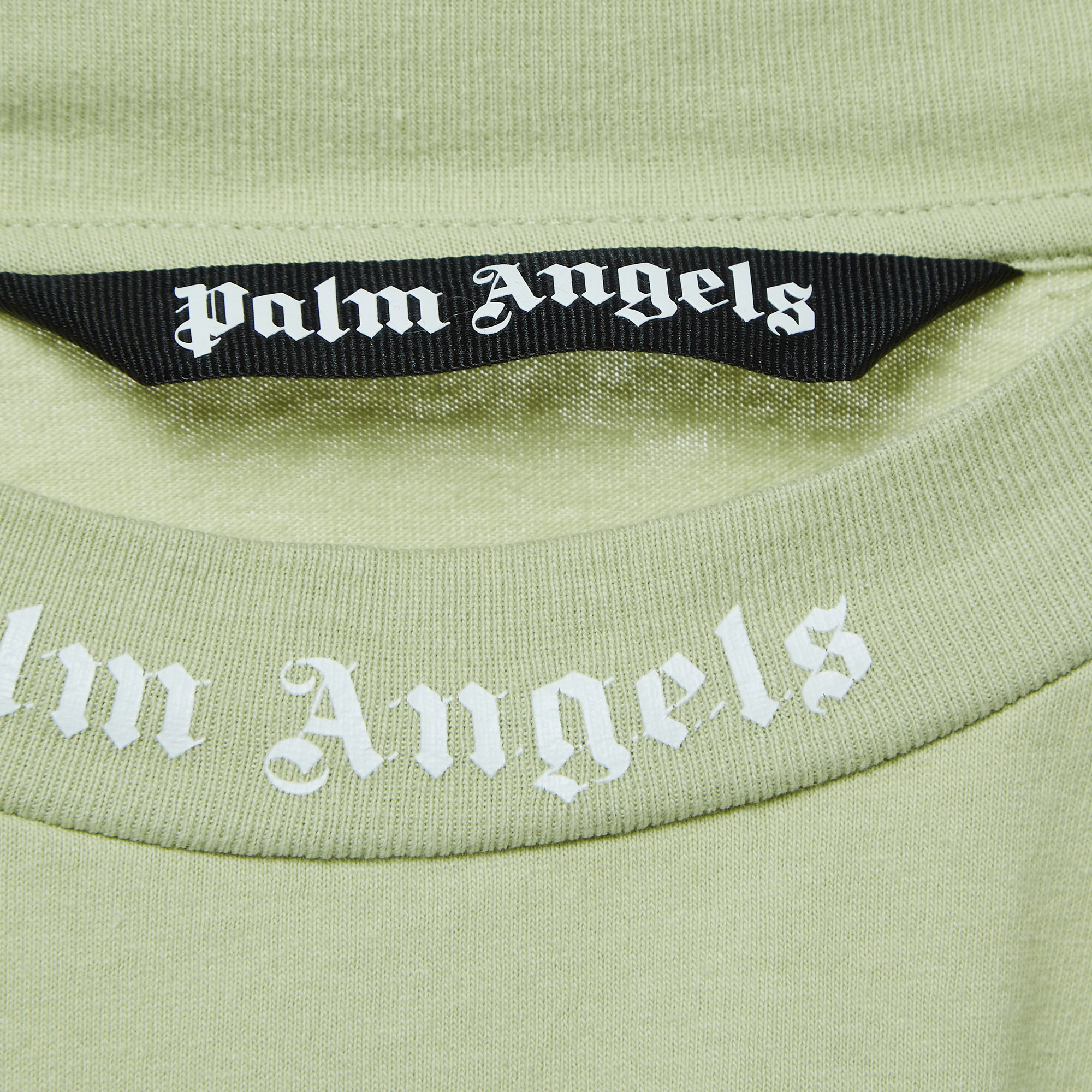 Palm Angels Light Green Logo Print Cotton  Oversized T-Shirt L