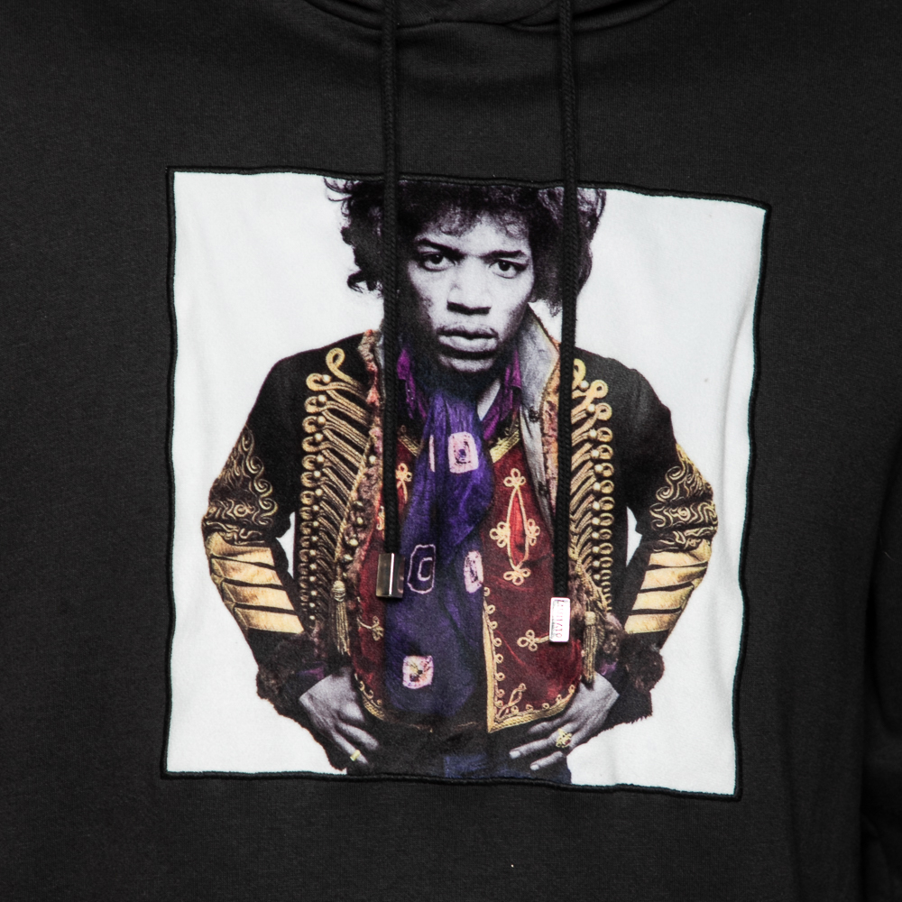 Limitato Black Cotton Jimi Hendrix Printed Hoodie XL