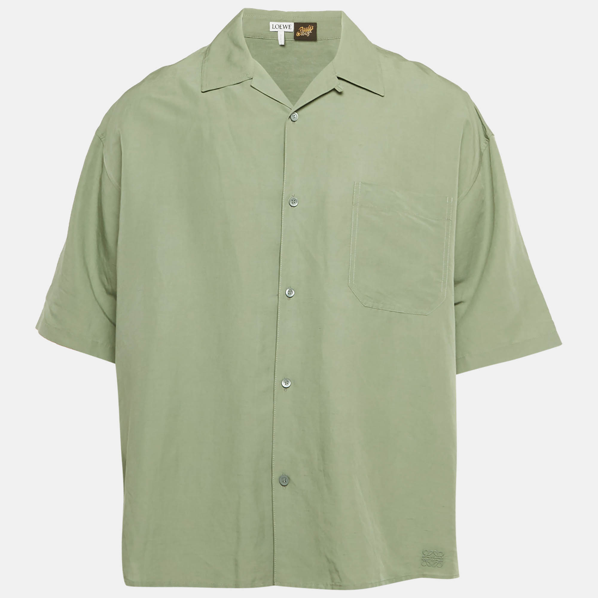 Loewe X Paula's Ibiza Mint Green Logo Embroidered Linen Blend Shirt L 
Loewe X Paula's Ibiza Mint Green Logo Embroidered Linen Blend Shirt L