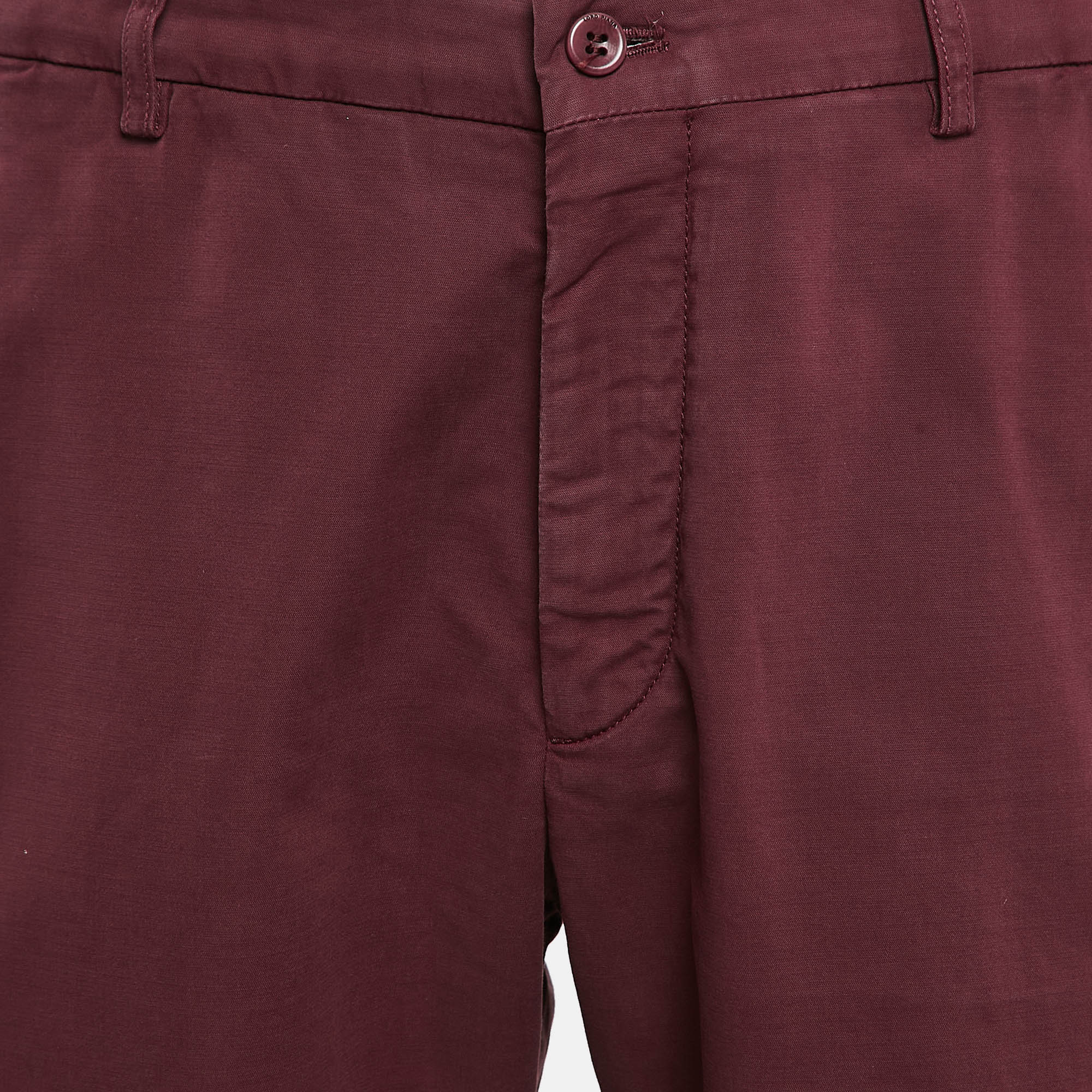 Loro Piana Burgundy Cotton Chino Shorts XXL