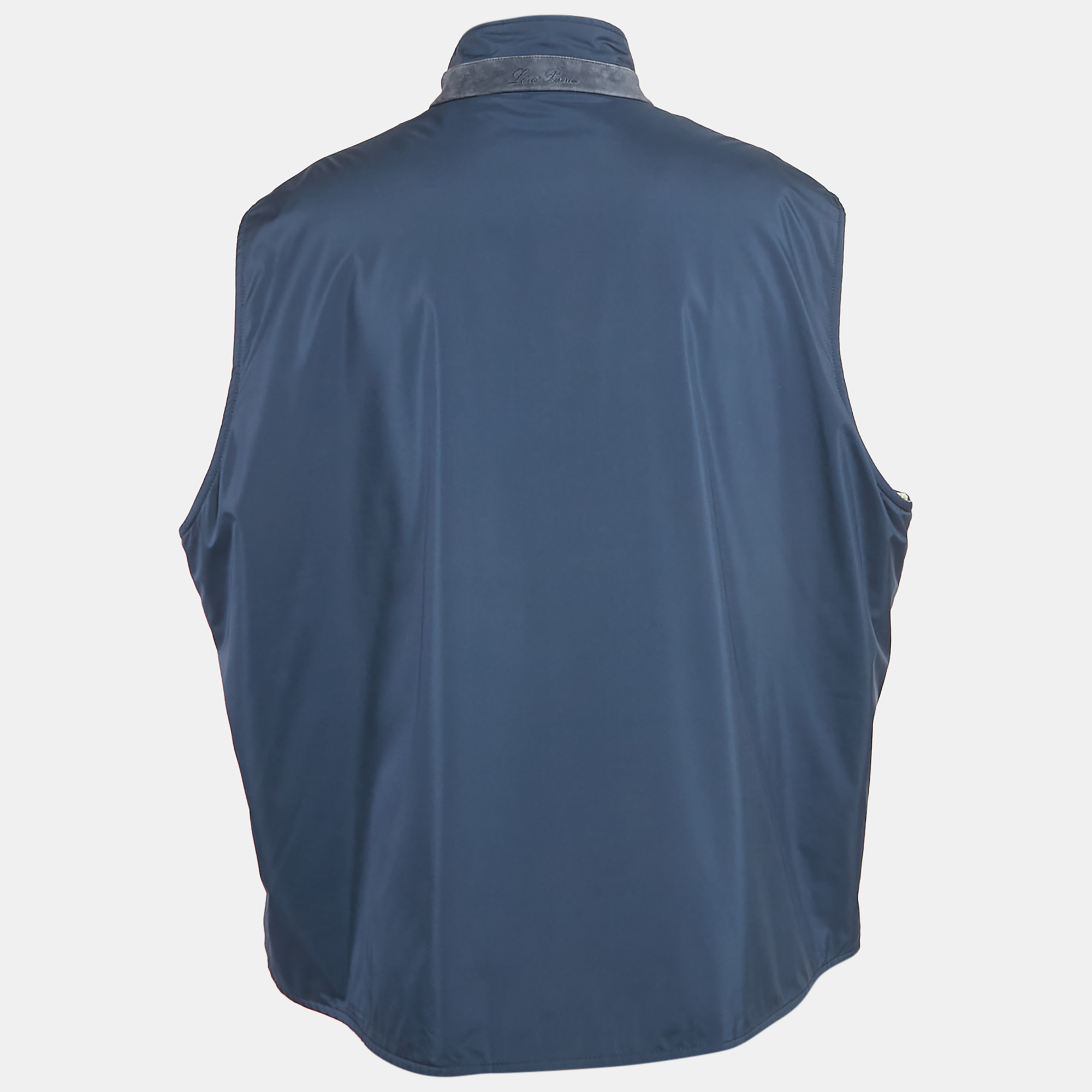 Loro Piana Navy Blue Synthetic Zip-Up Vest XXXL