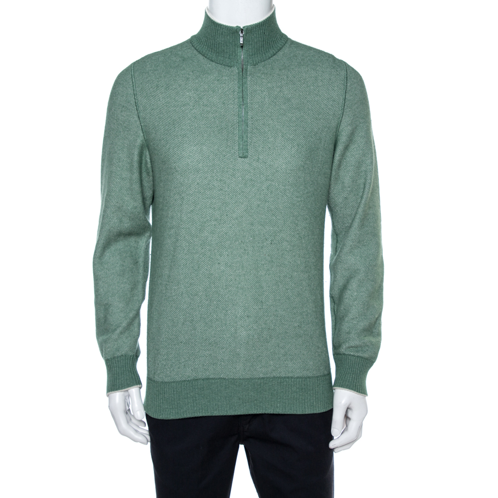 Image of Loro Piana Sage Green Cashmere Turtleneck Sweater L