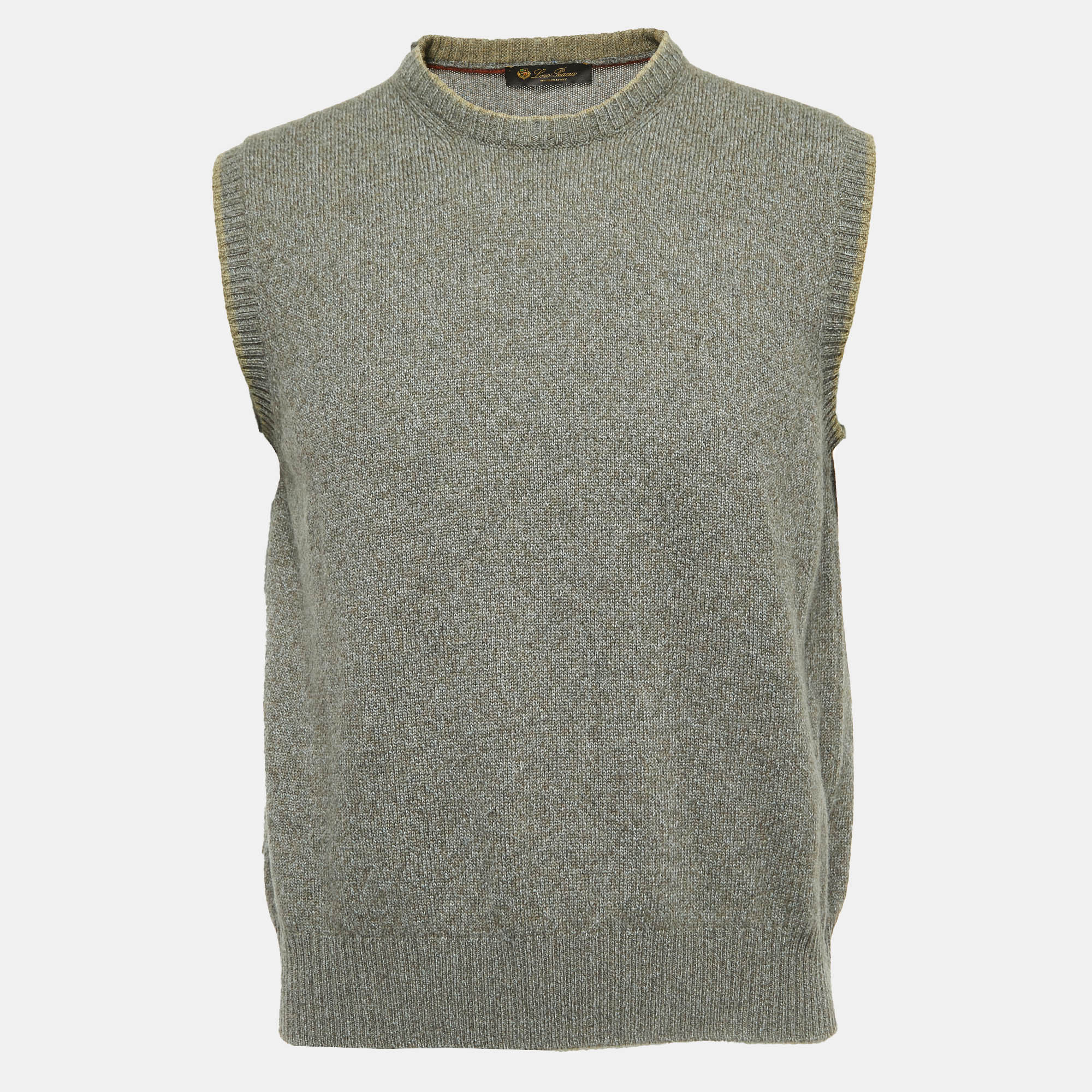 Loro Piana Brown/Grey Cashmere Sleeveless Sweater XL