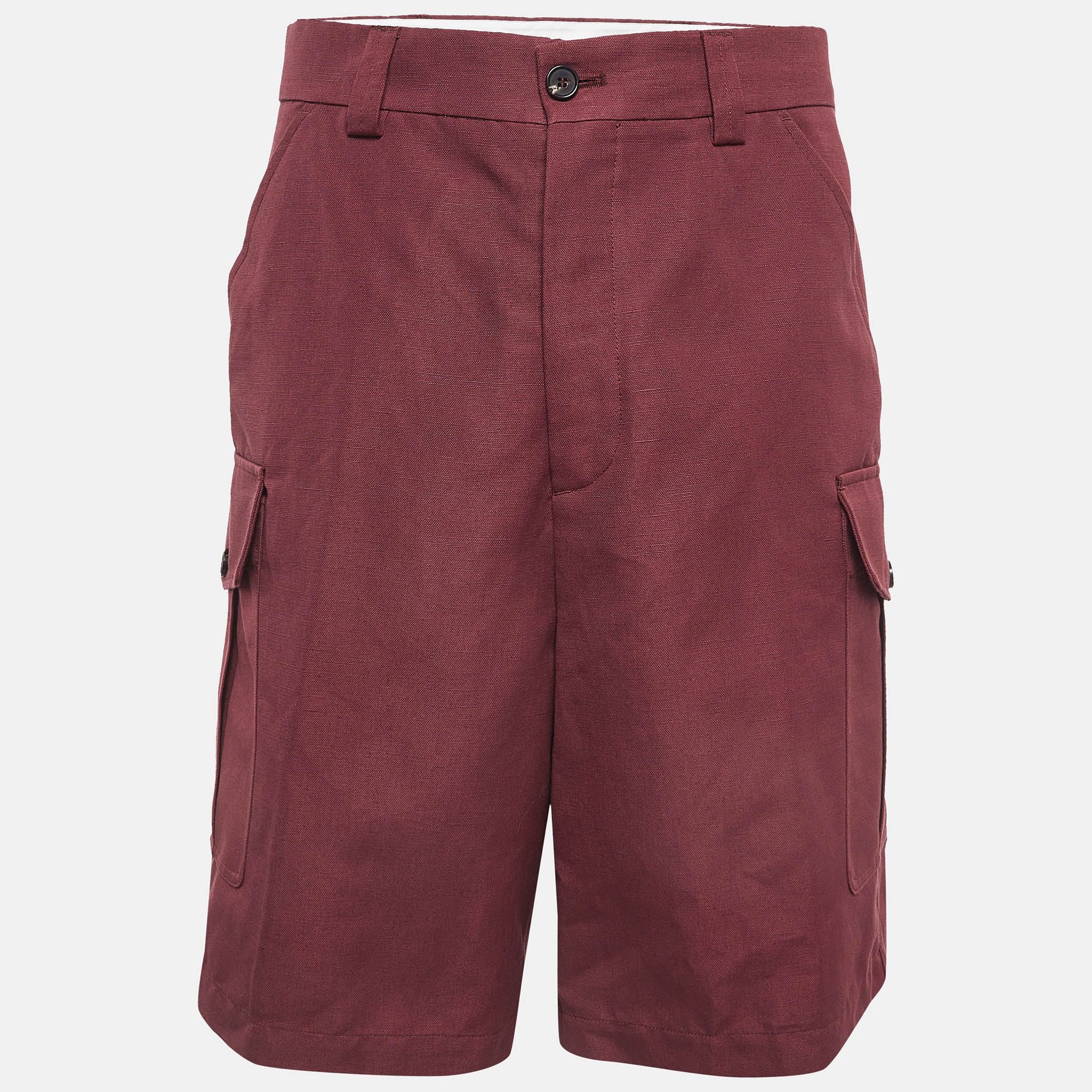Loro piana red cotton & linen cargo shorts 2xl