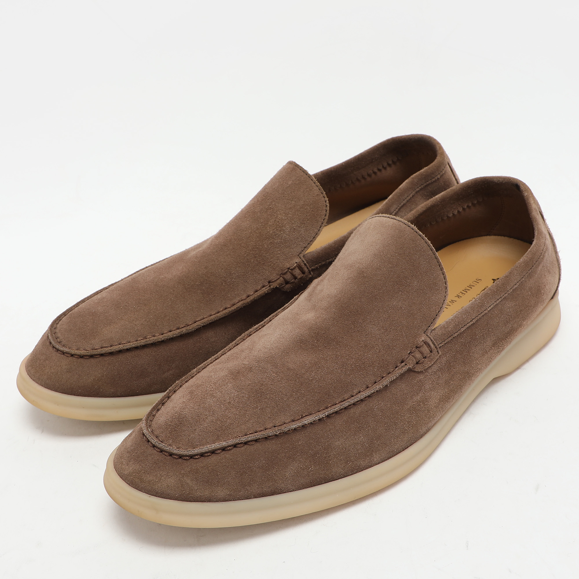 Loro Piana Brown Suede Summer Walk Loafers Size 45.5