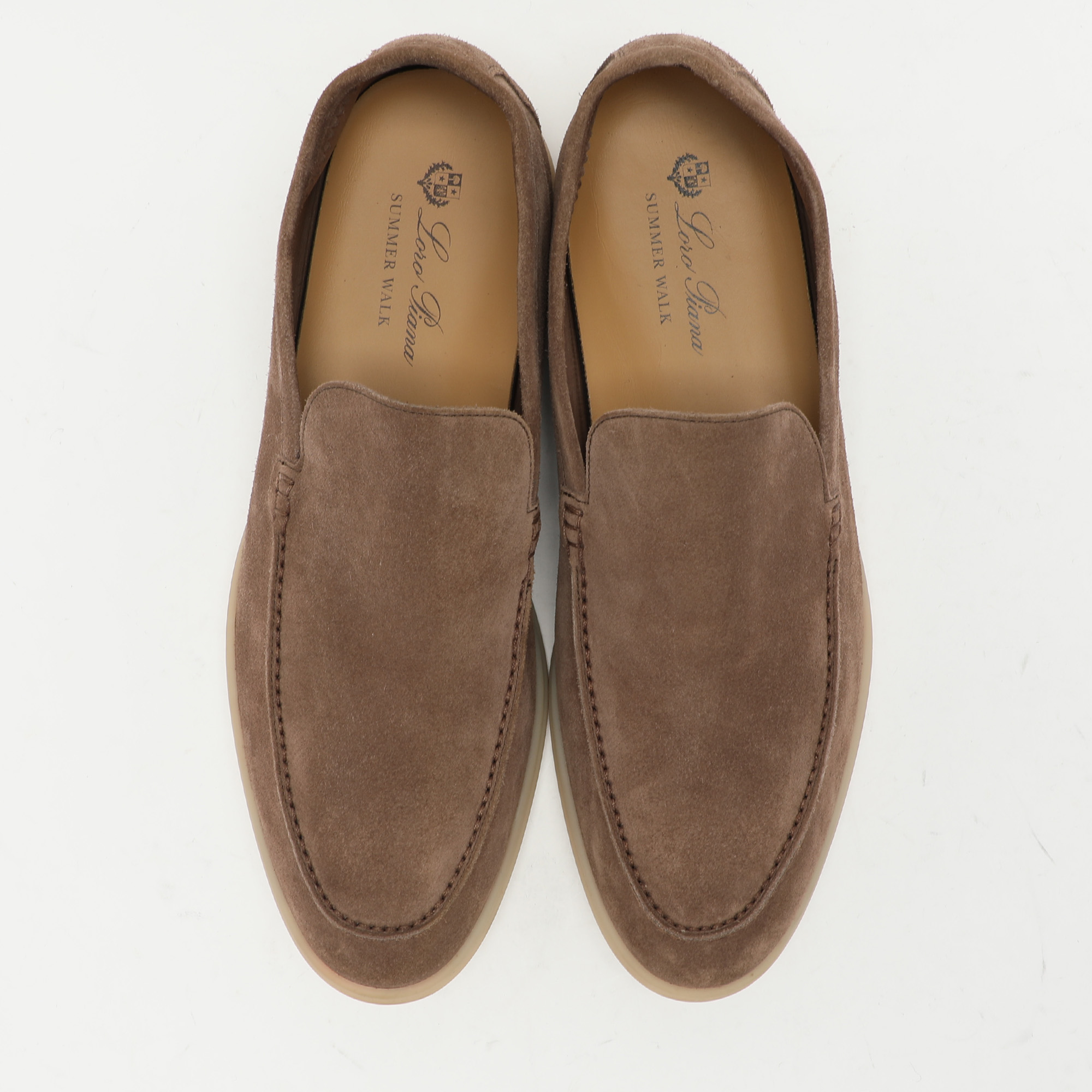 Loro Piana Brown Suede Summer Walk Loafers Size 45.5