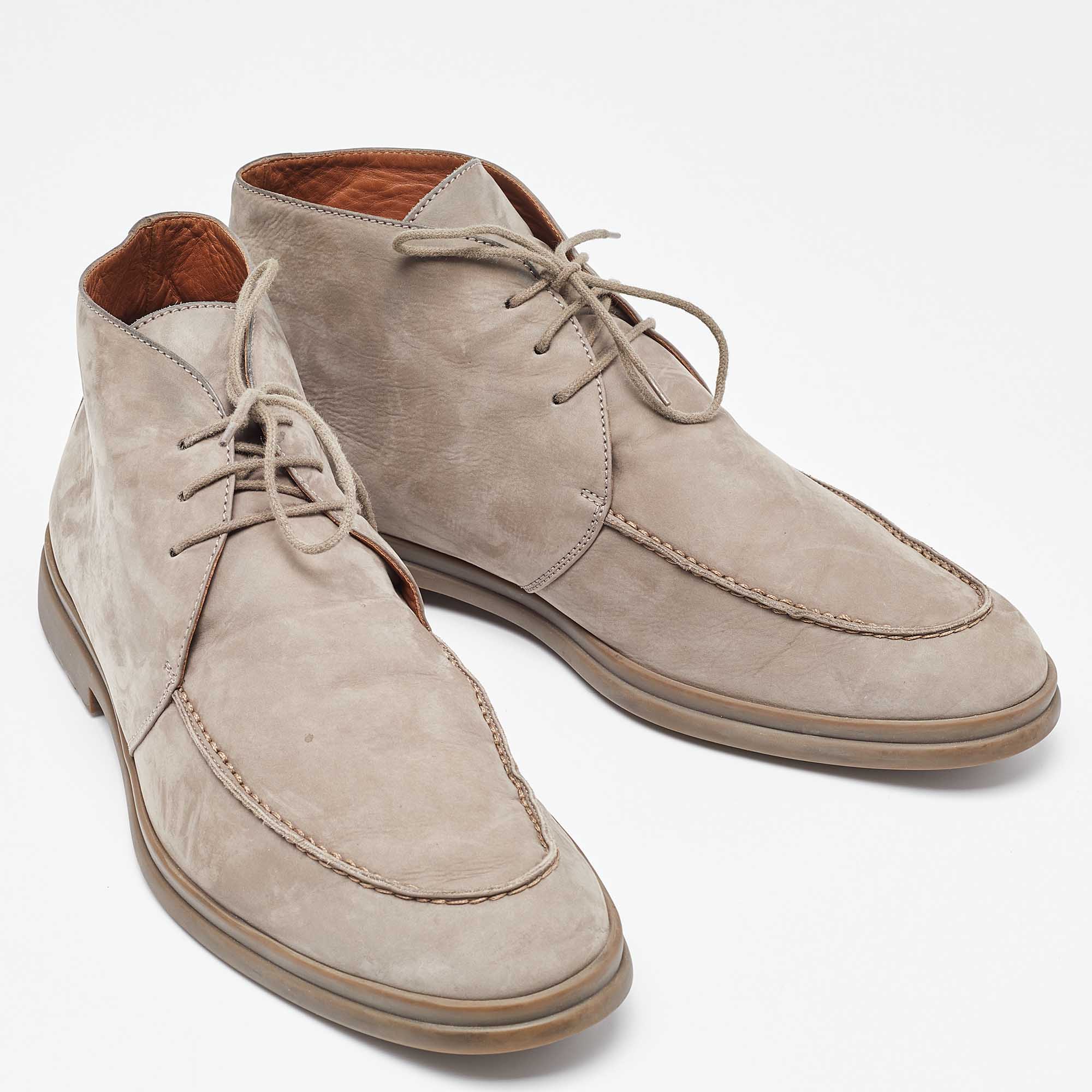 Loro Piana Grey Suede Namib Walk Ankle Boots Size 45