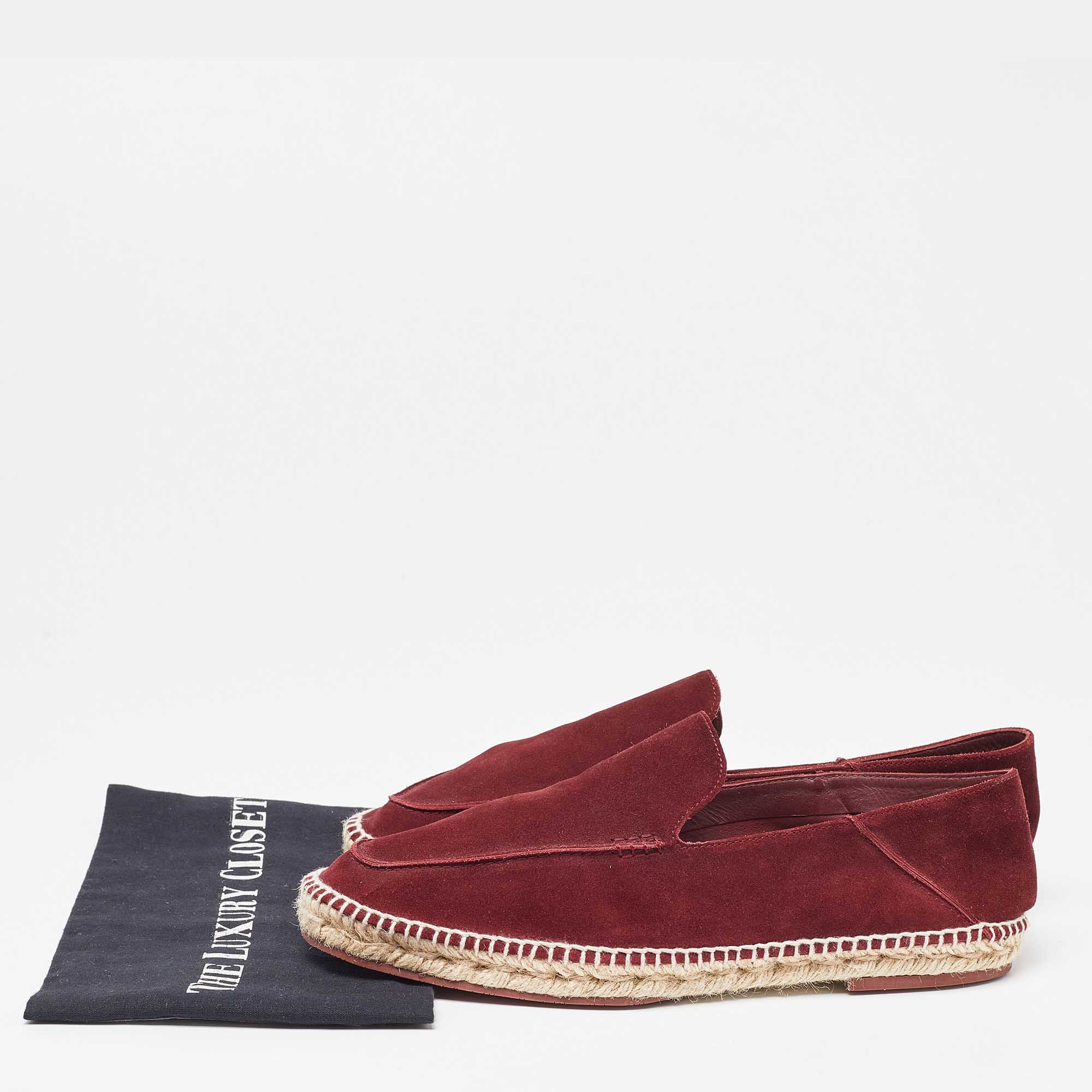 Loro Piana Burgundy Suede Collapsible Flat Espadrilles Size 45