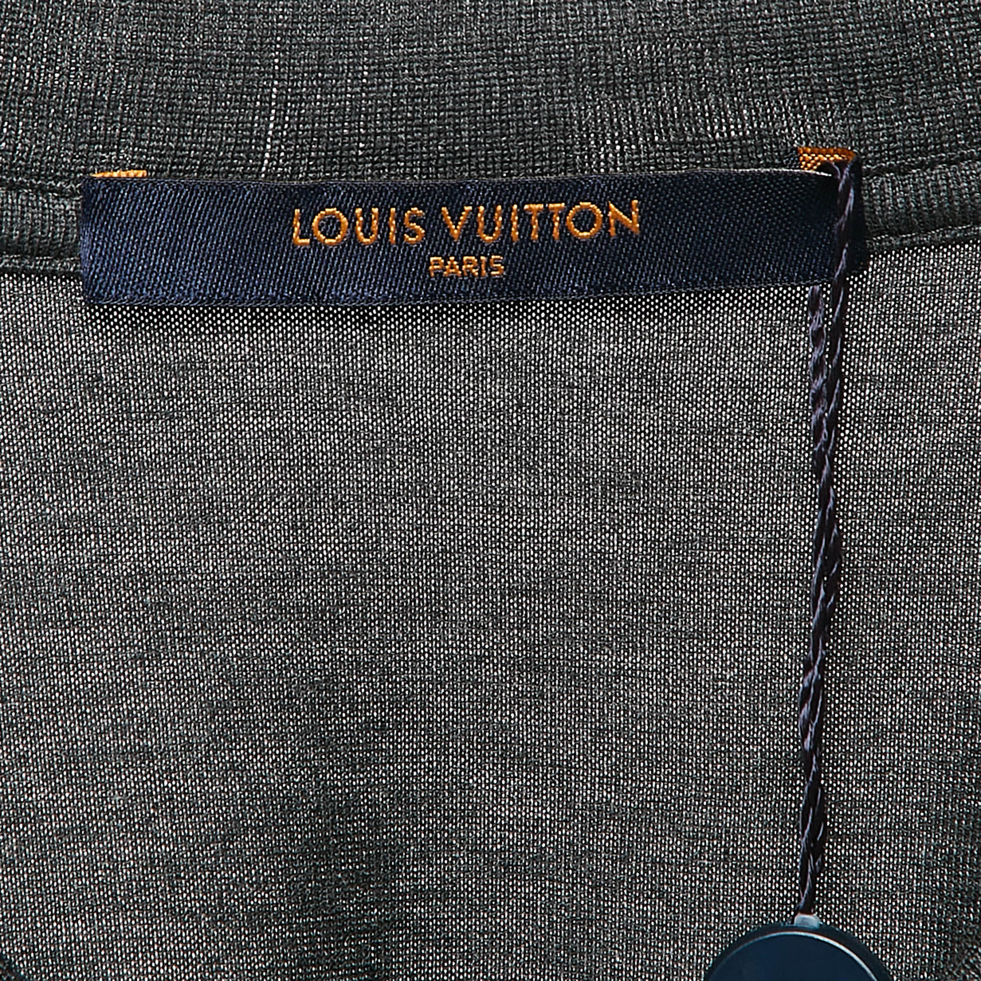 Louis Vuitton Grey LV Embroidered Jersey V-Neck T-Shirt XS