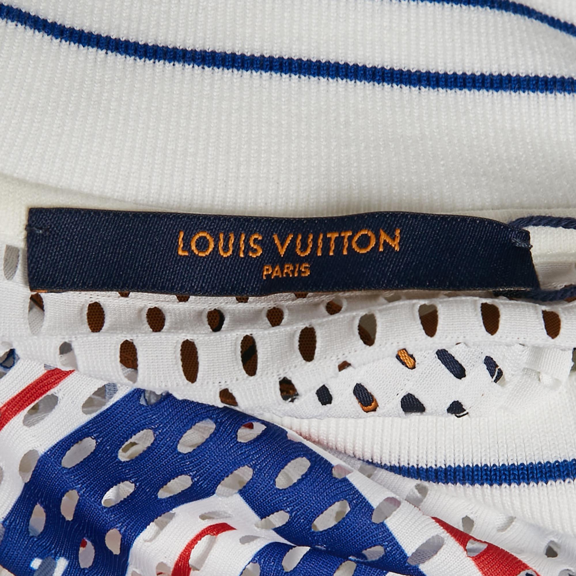 Louis Vuitton White LV Graphic Mesh Long Sleeve T-Shirt XL