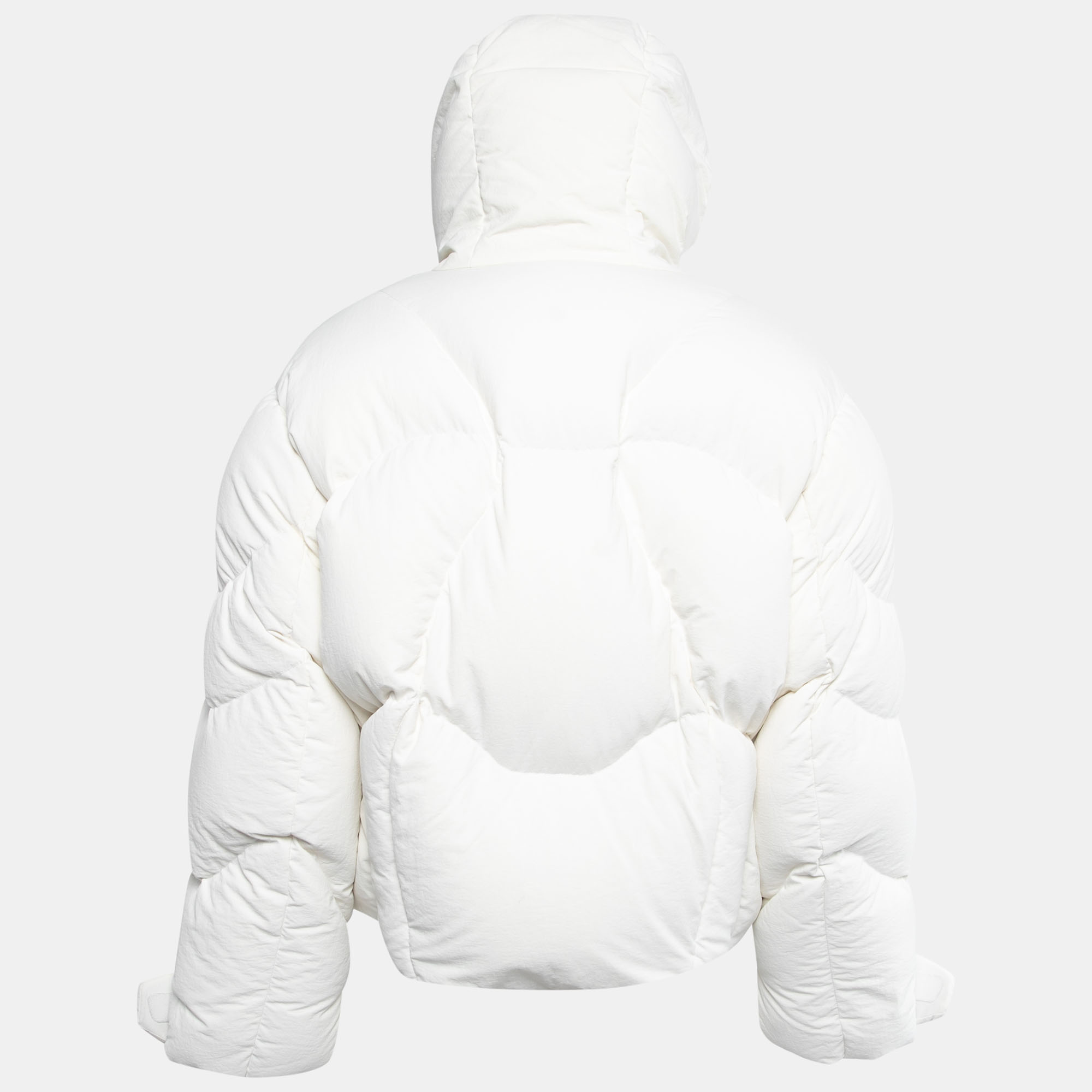 Louis Vuitton White Down Cropped Rave Puffer Jacket L