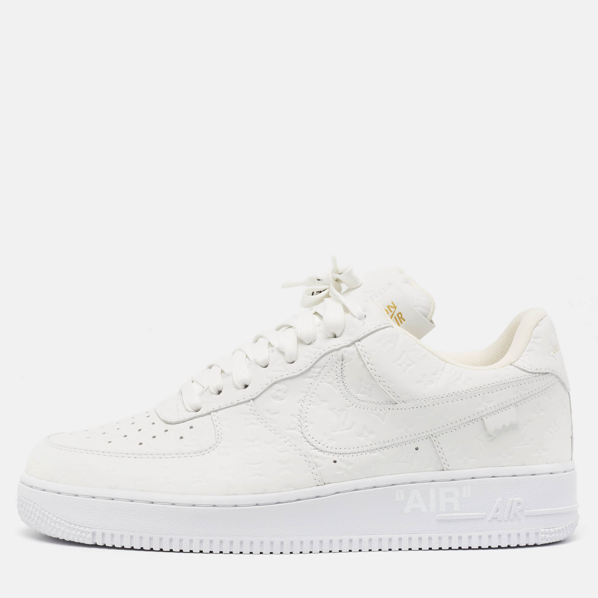 Louis vuitton x nike white monogram canvas and leather air force 1 sneakers size 42.5