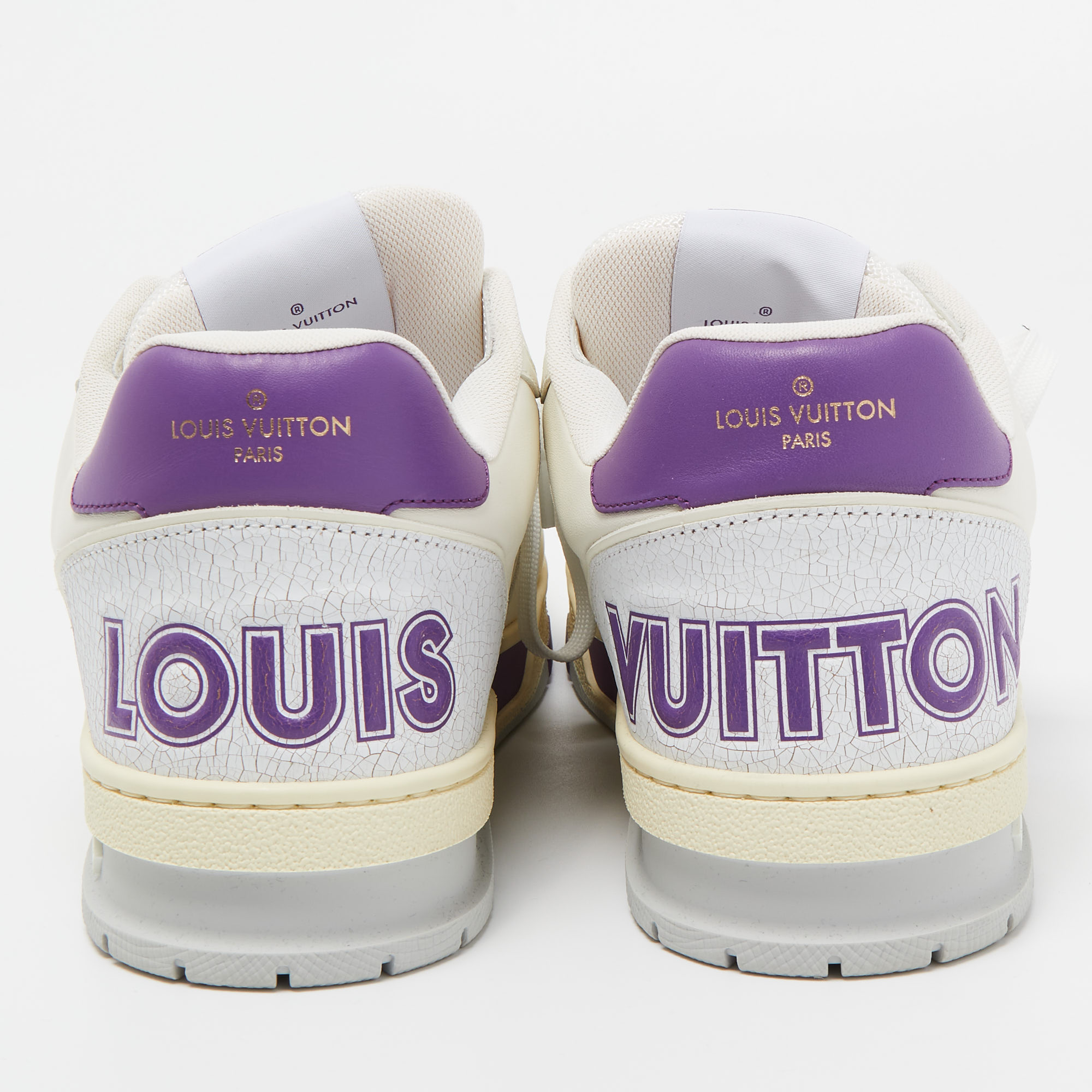 Louis Vuitton White/Purple Leather And Mesh LV Trainer Sneakers Size 41