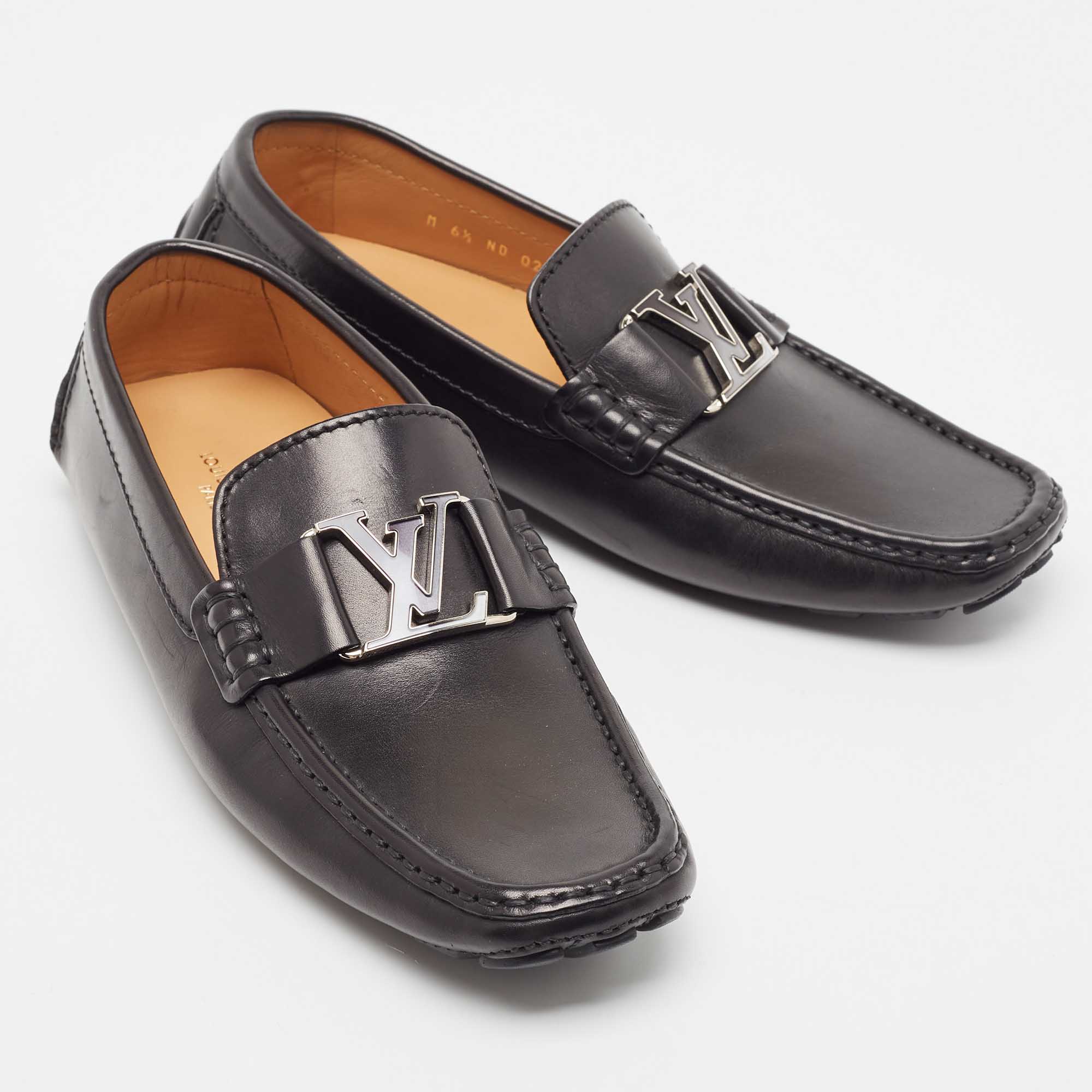 Louis Vuitton Black Leather Monte Carlo Loafers Size 40.5