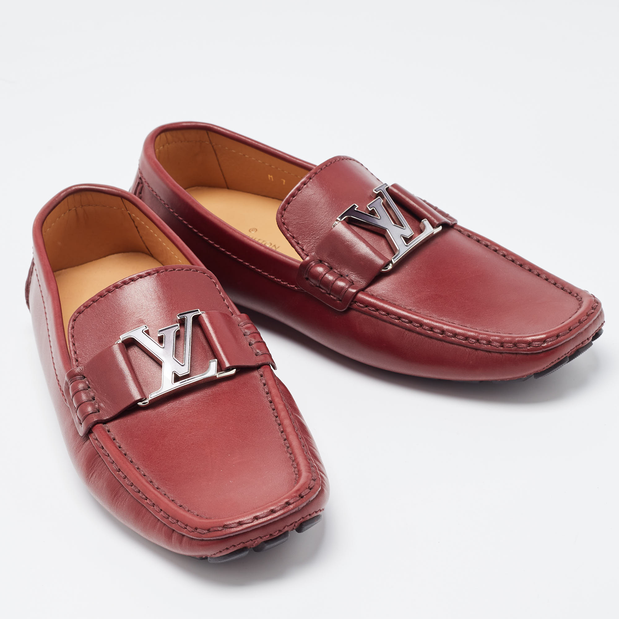 Louis Vuitton Burgundy Leather Monte Carlo Loafers Size 41