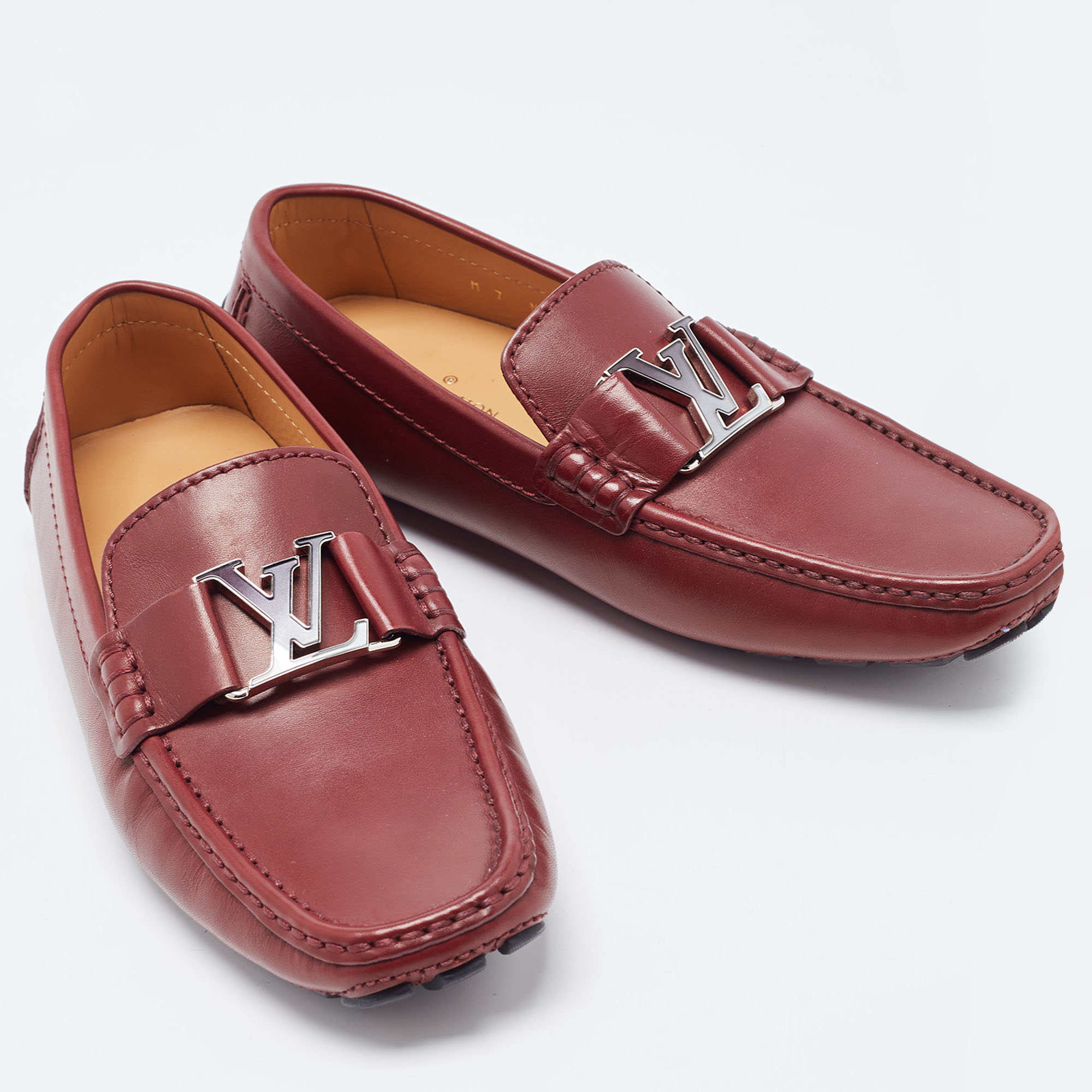 Louis Vuitton Burgundy Leather Monte Carlo Loafers Size 41