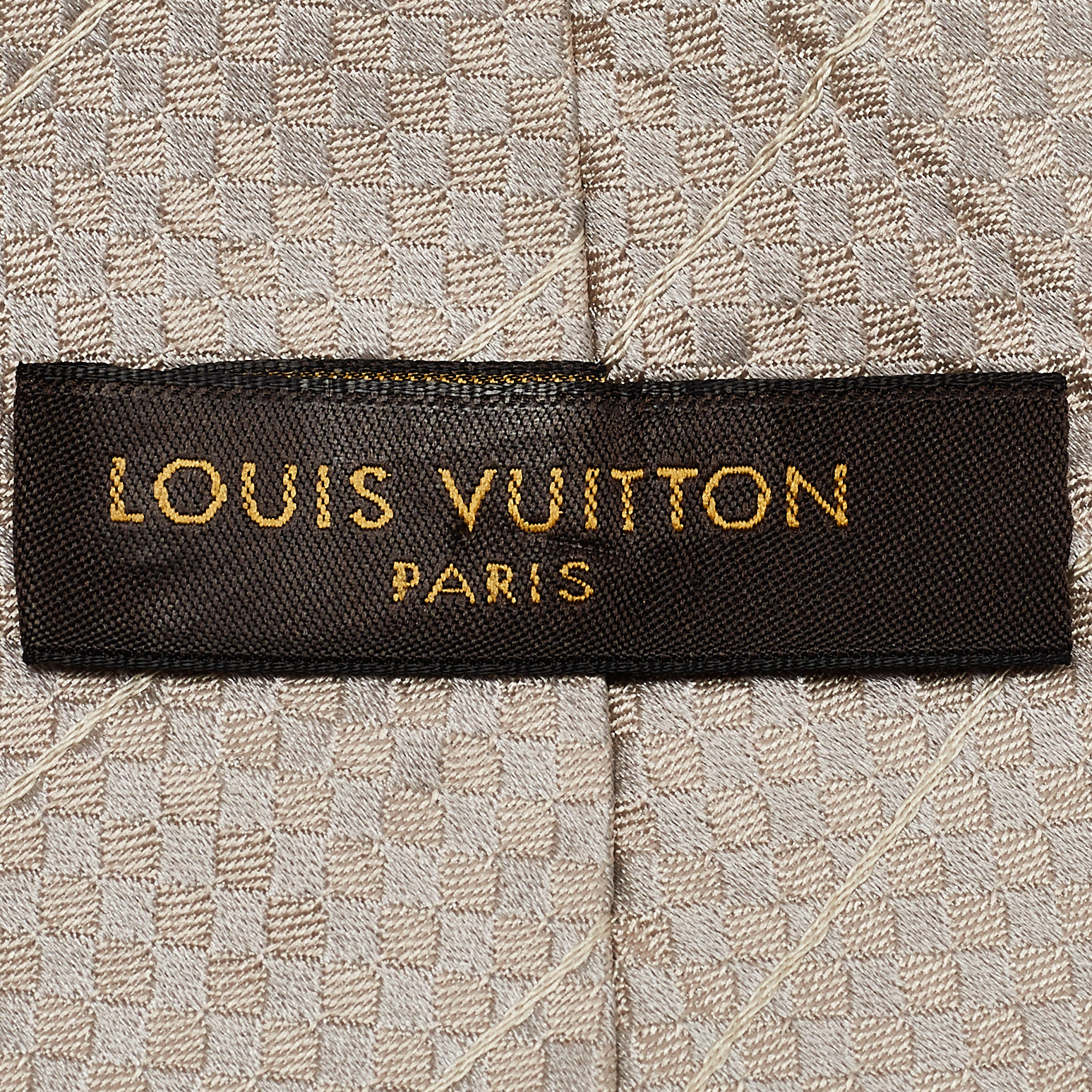 Louis Vuitton Grey Petit Damier Pattern Silk Tie