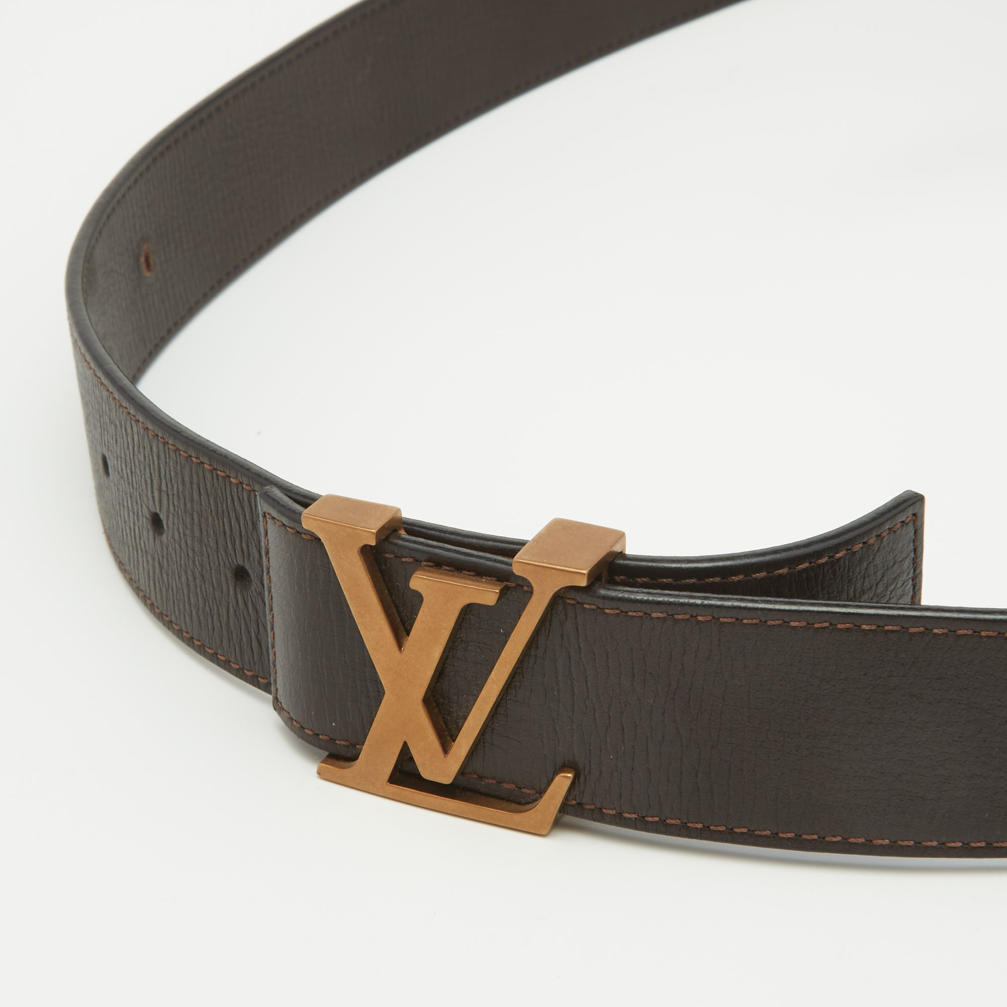 Louis Vuitton Dark Brown Leather LV Initiales Belt 100CM