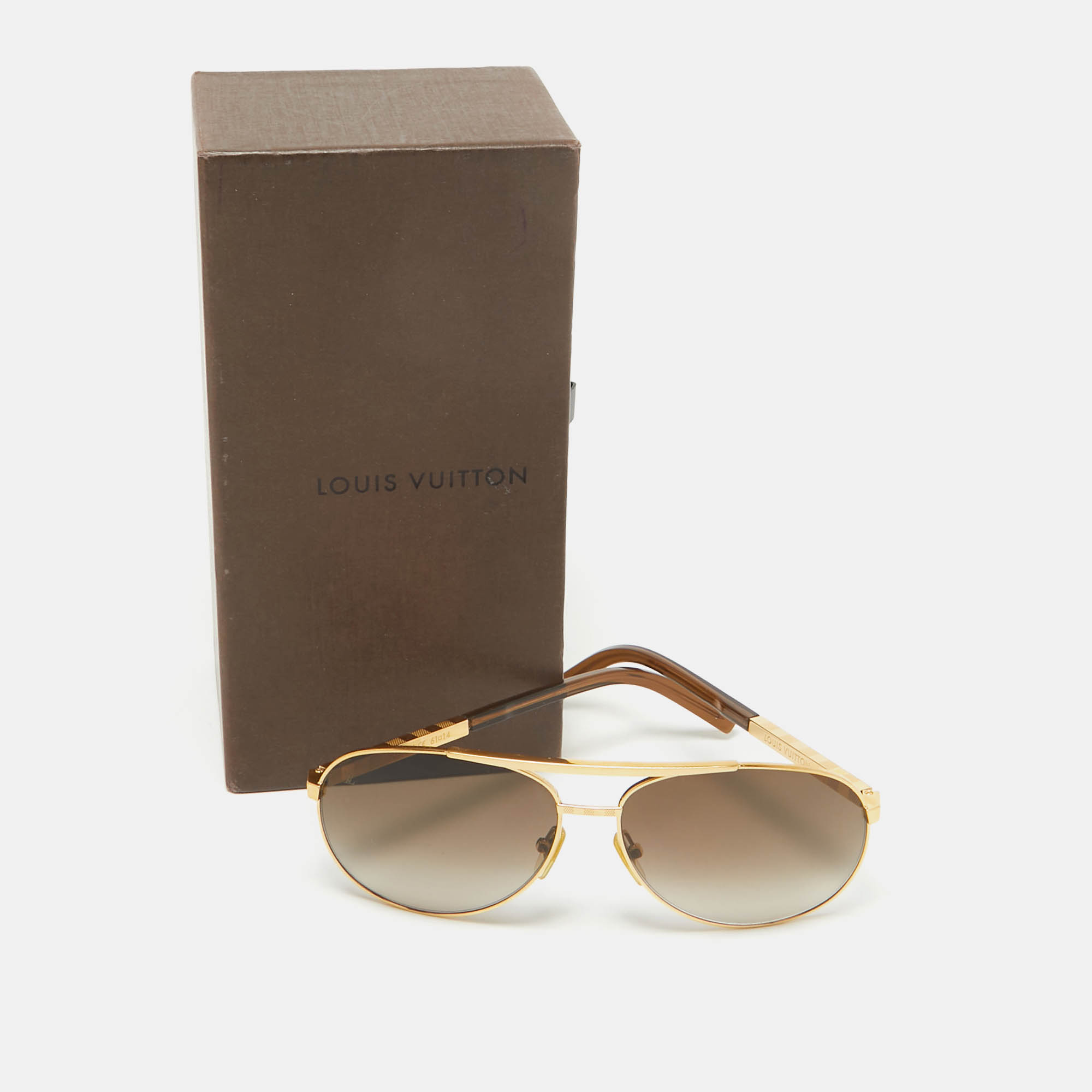 Louis Vuitton Brown Gradient Z0339U Attitude Pilote Aviator Sunglasses