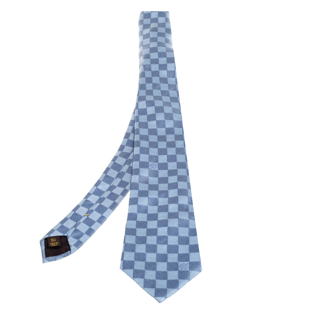 Louis Vuitton Blue Damier Ebene Silk Classic Tie