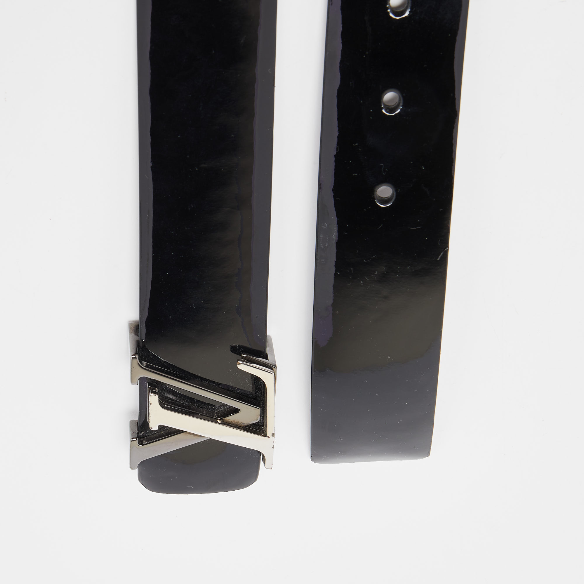 Louis Vuitton Black Vernis LV Initiales Belt 90CM