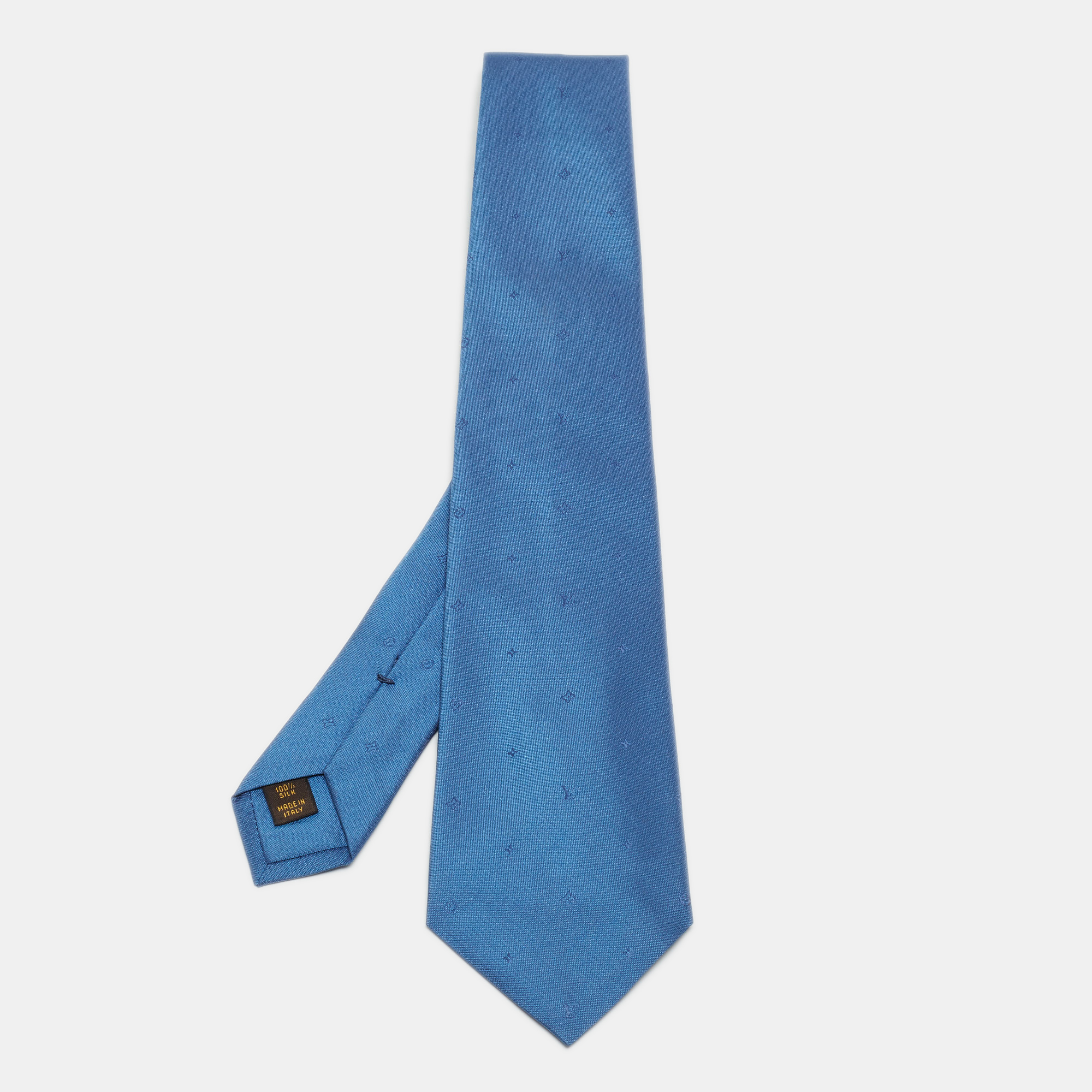 Louis Vuitton Blue Logo Silk Jacquard Tie