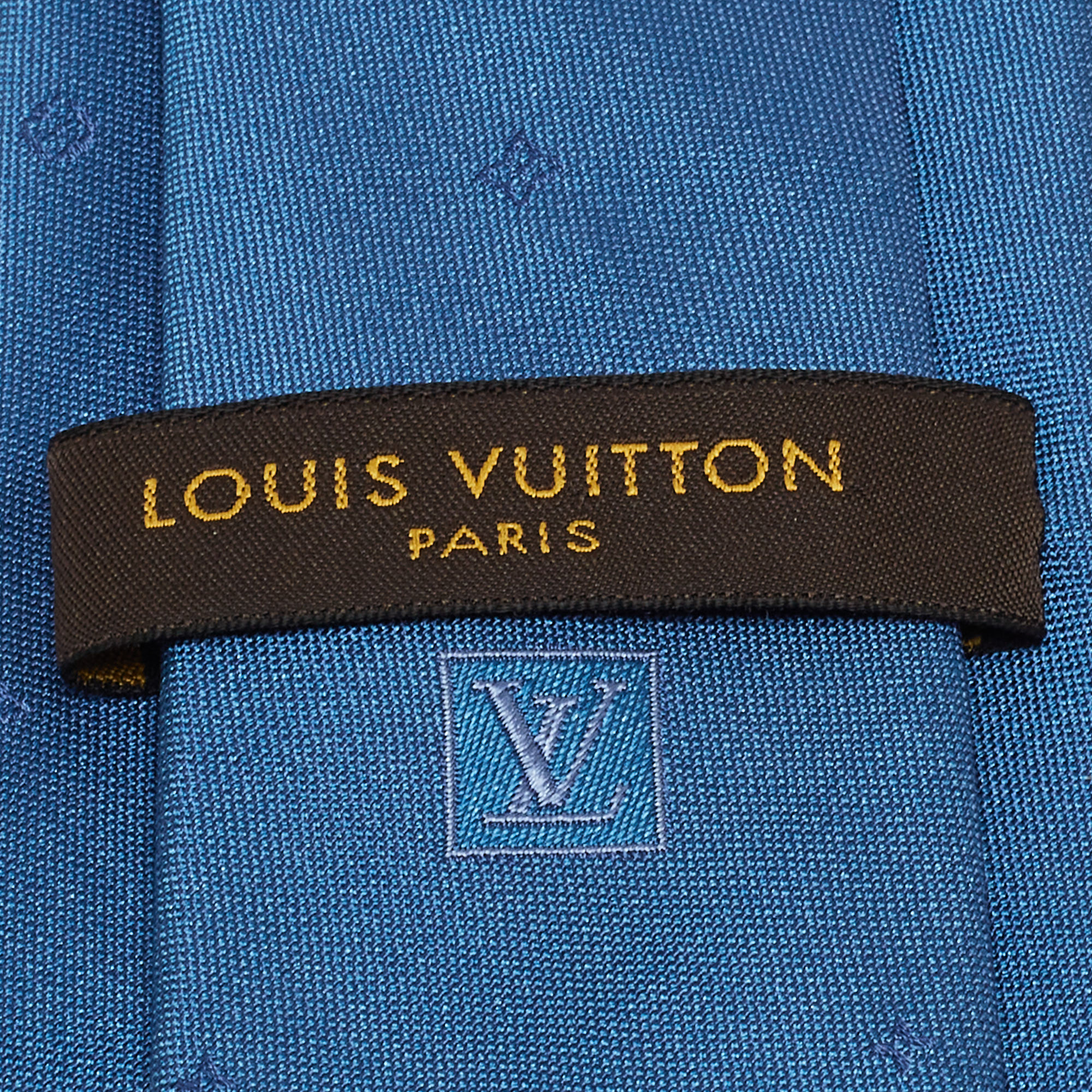 Louis Vuitton Blue Logo Silk Jacquard Tie