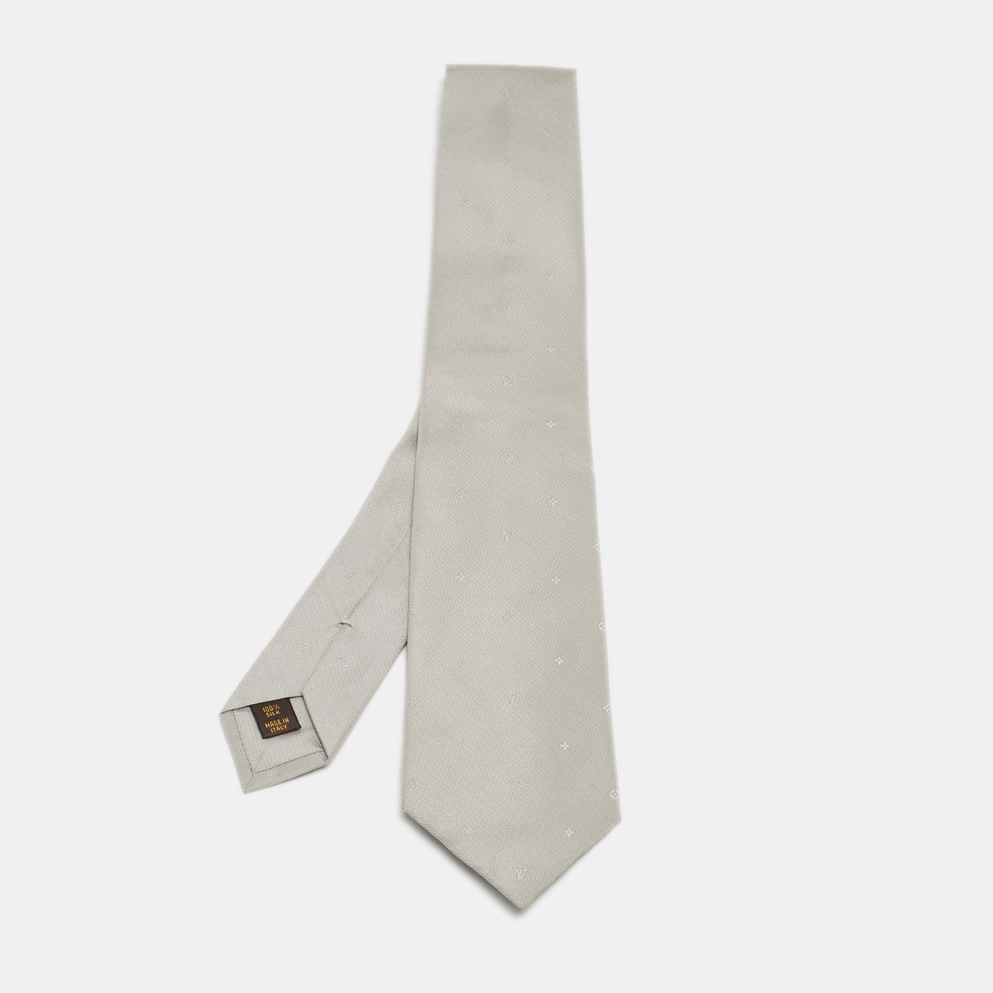 Louis Vuitton Grey Logo Silk Jacquard Tie