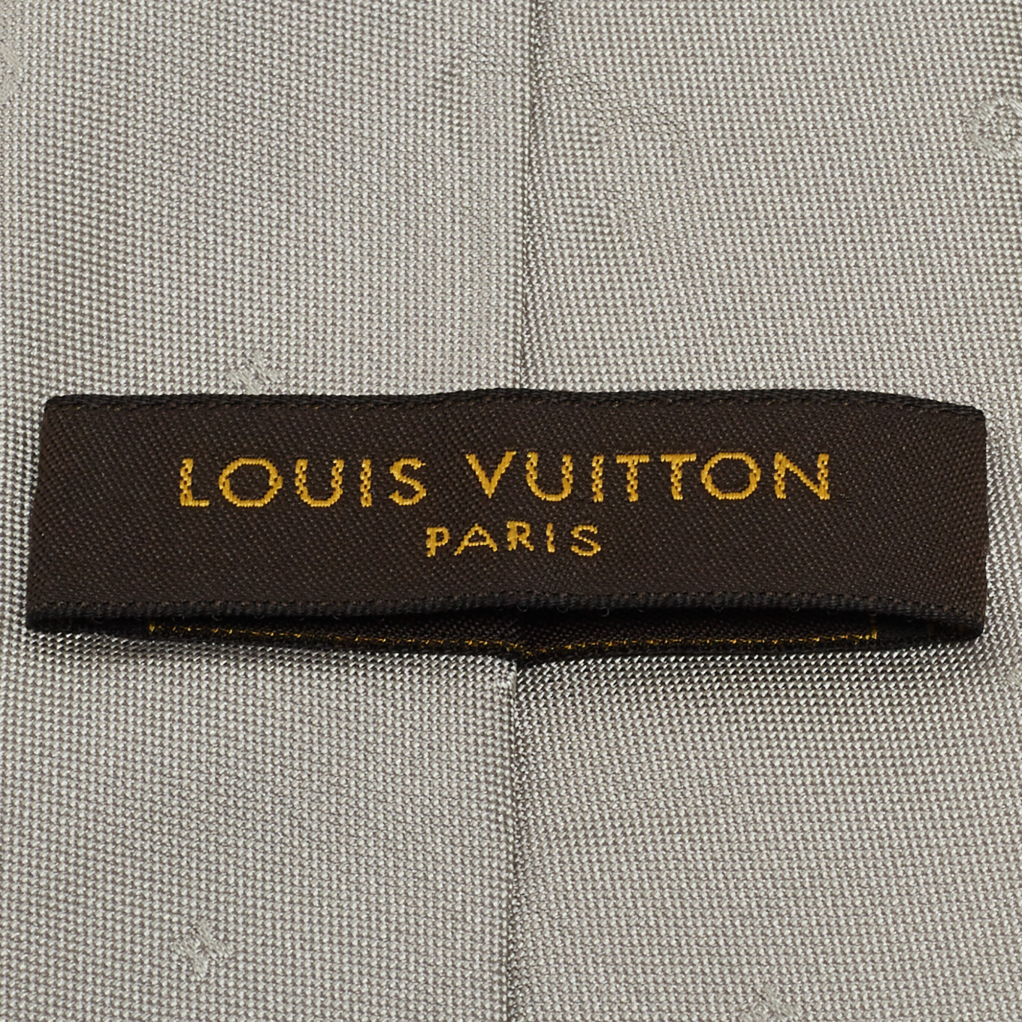 Louis Vuitton Grey Logo Silk Jacquard Tie