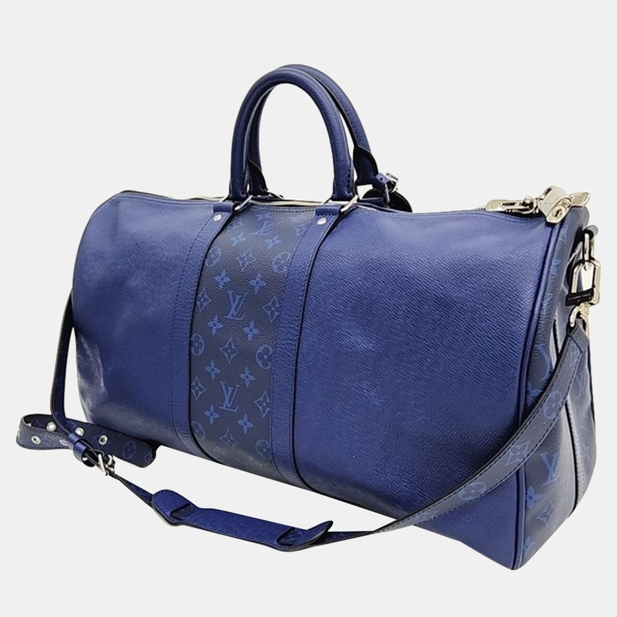 Louis Vuitton Blue Canvas Taigarama Keepall 50 Tote Bag