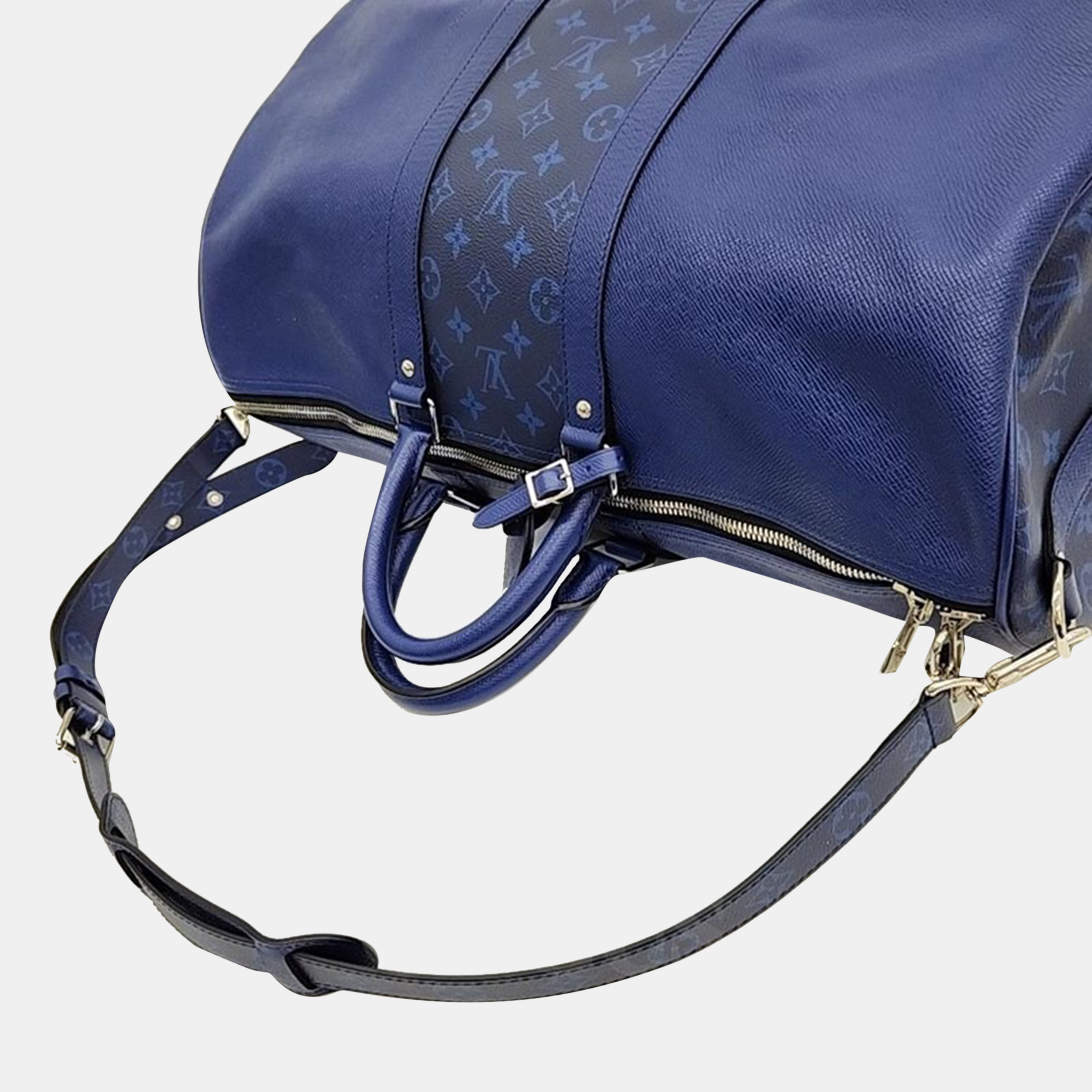 Louis Vuitton Blue Canvas Taigarama Keepall 50 Tote Bag