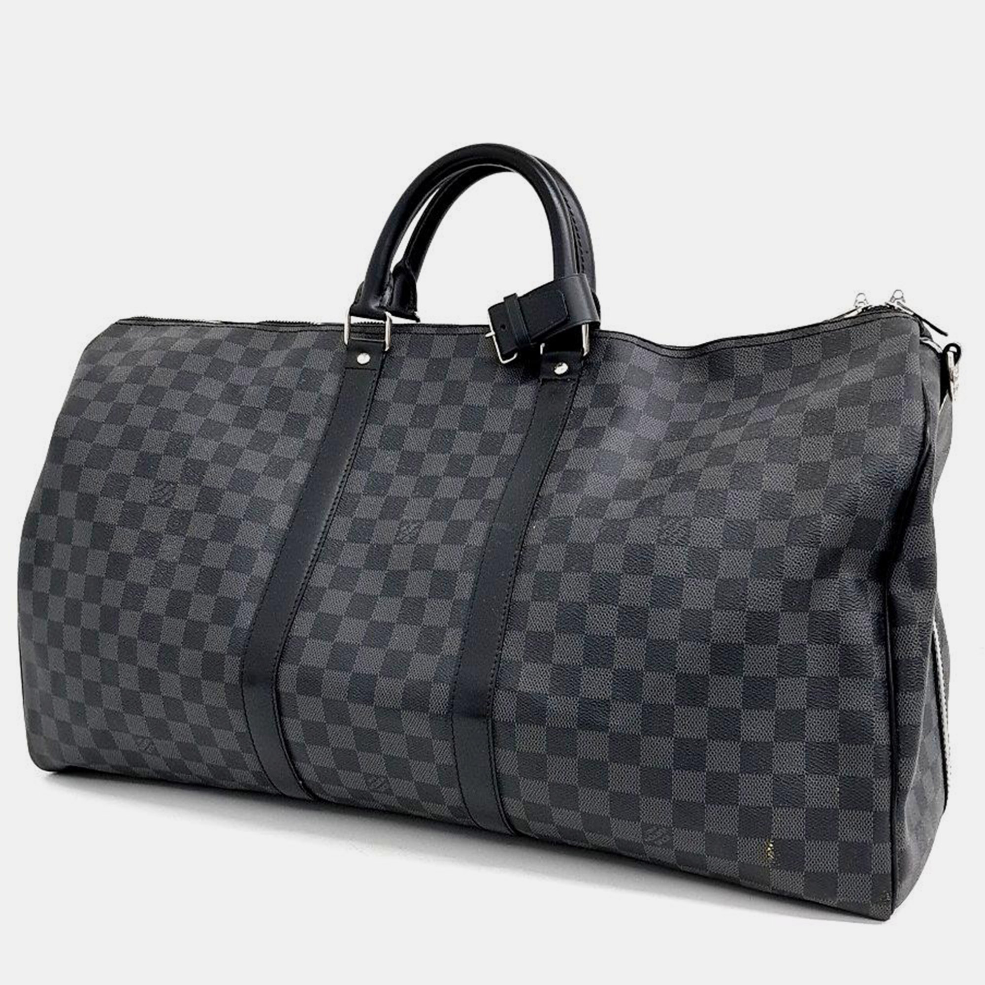 Louis Vuitton Graphite Bandouliere Keepall 55 Bag