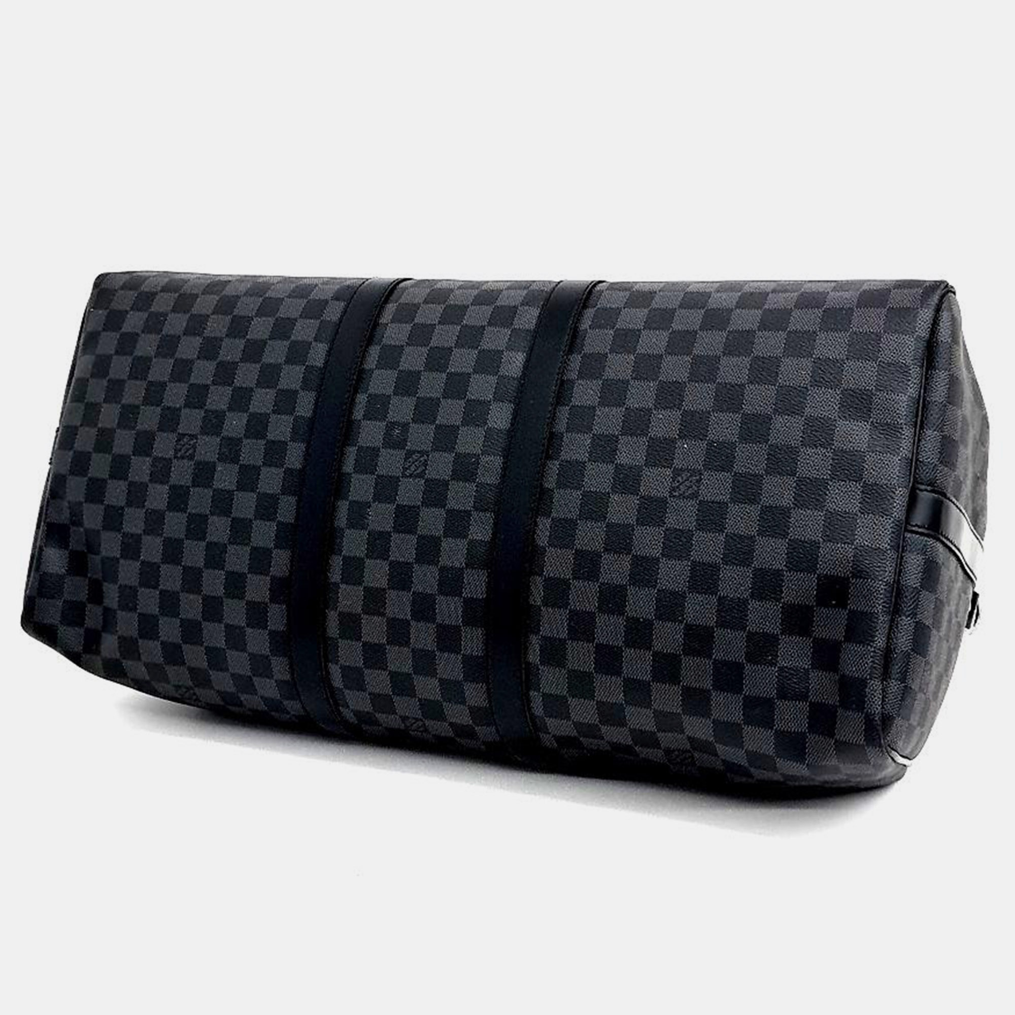 Louis Vuitton Graphite Bandouliere Keepall 55 Bag