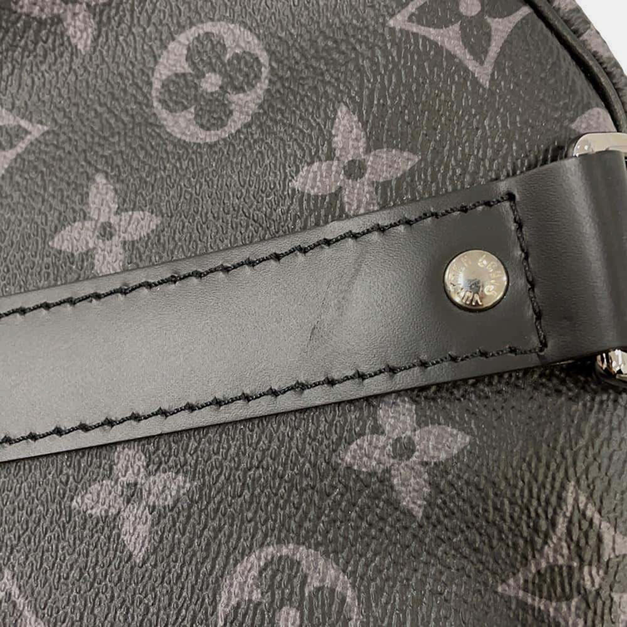 Louis Vuitton Noir Monogram Eclipse Keepall Bandouliere Size 55