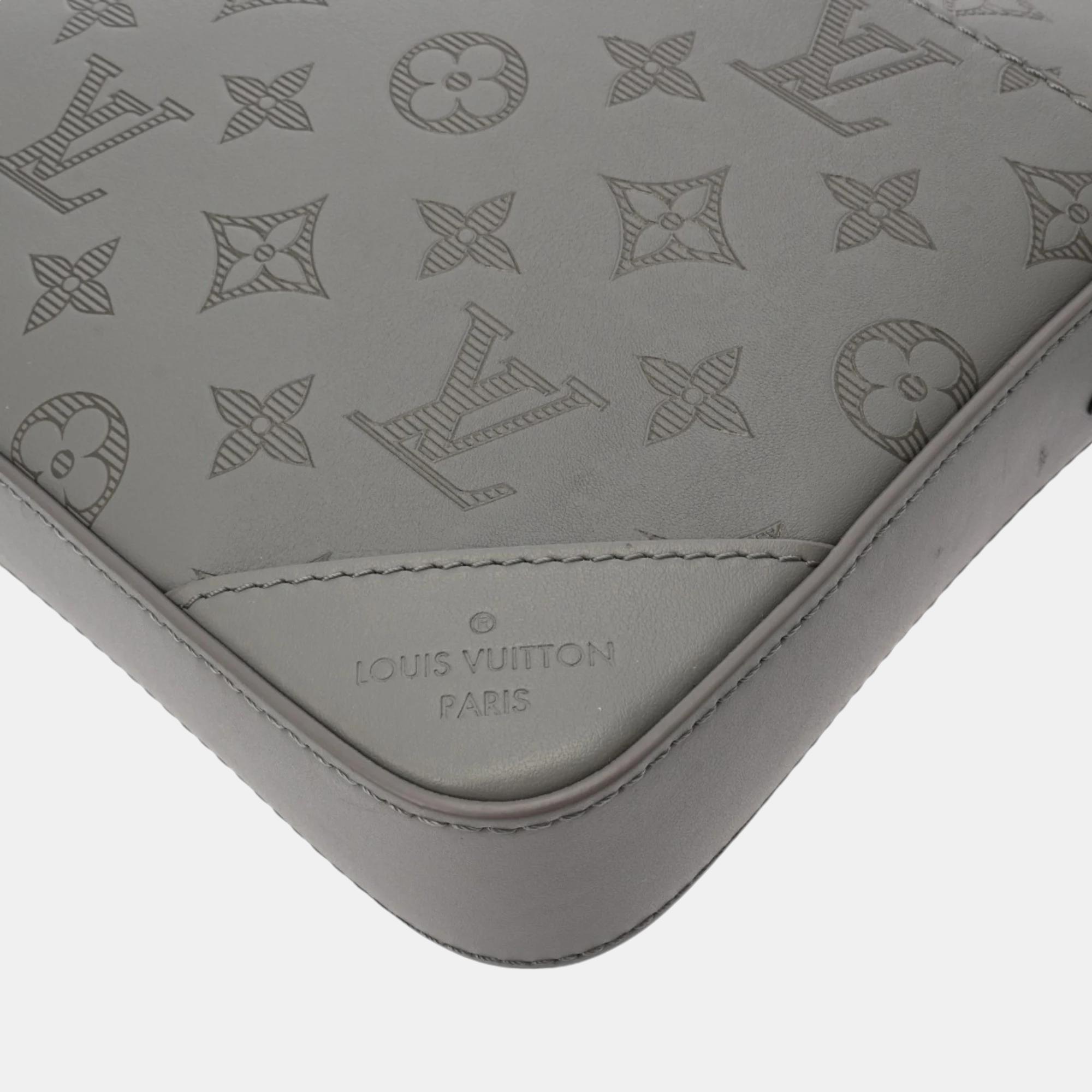 Louis Vuitton Monogram Shadow Duo Grey Leather Shoulder Bag