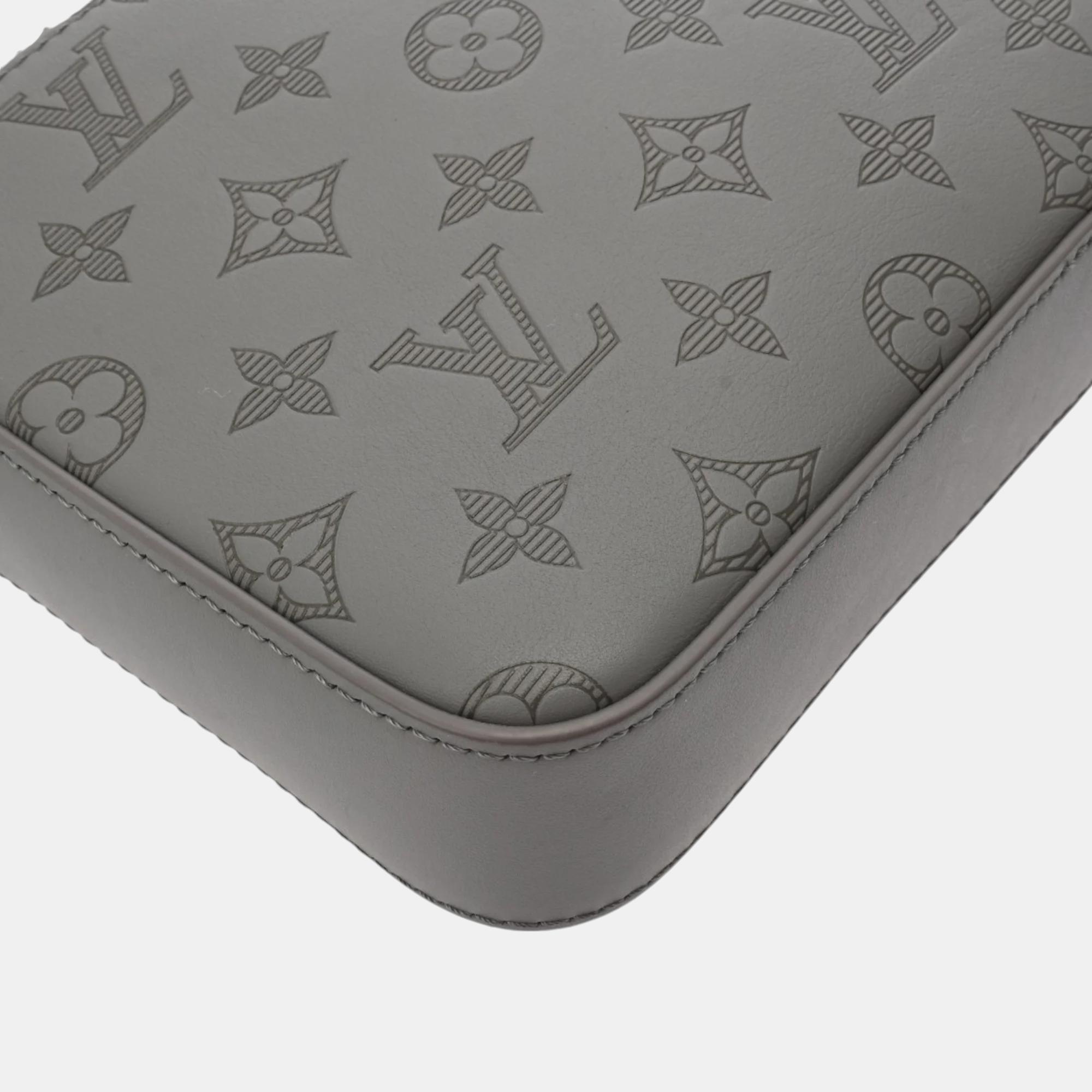 Louis Vuitton Monogram Shadow Duo Grey Leather Shoulder Bag