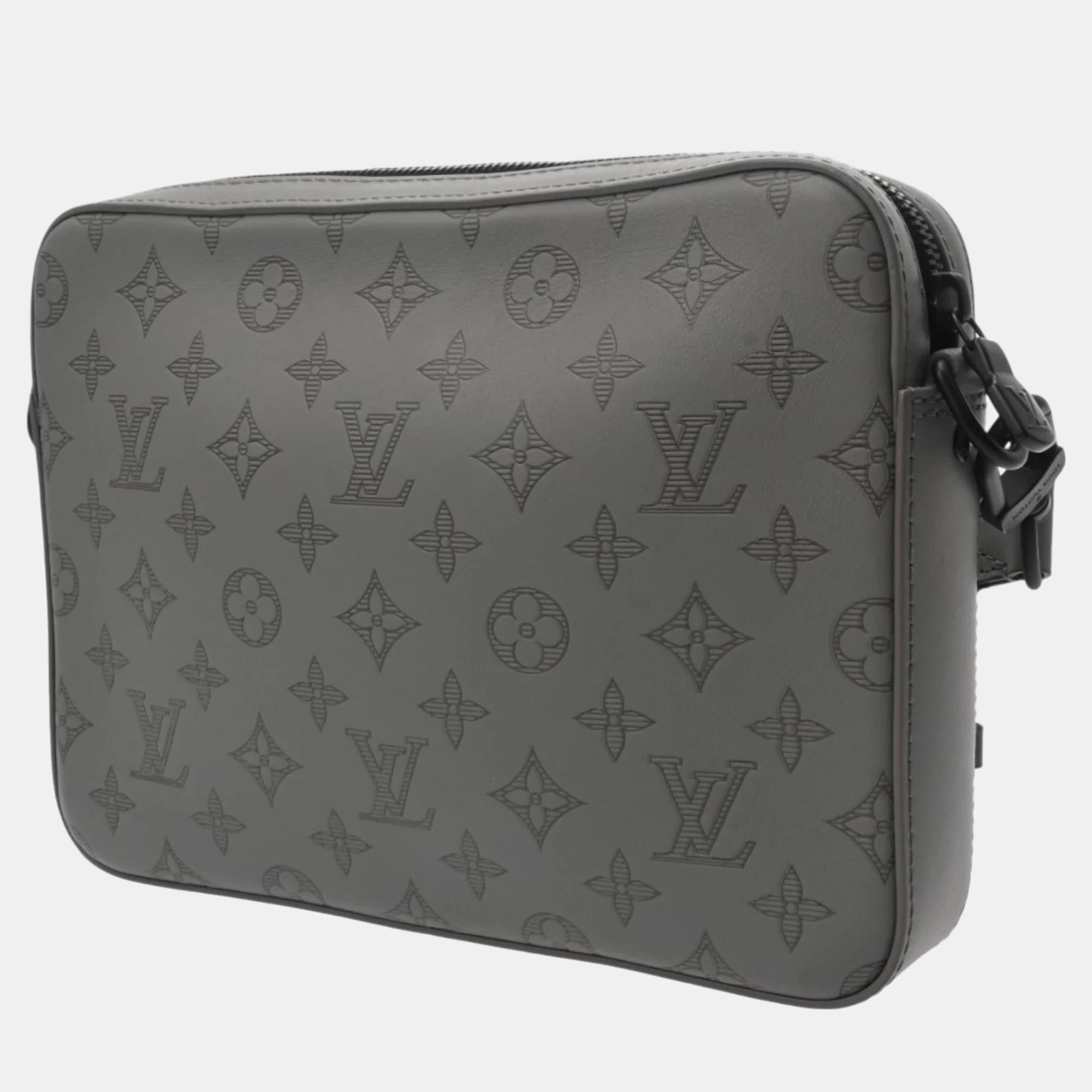 Louis Vuitton Monogram Shadow Duo Grey Leather Shoulder Bag