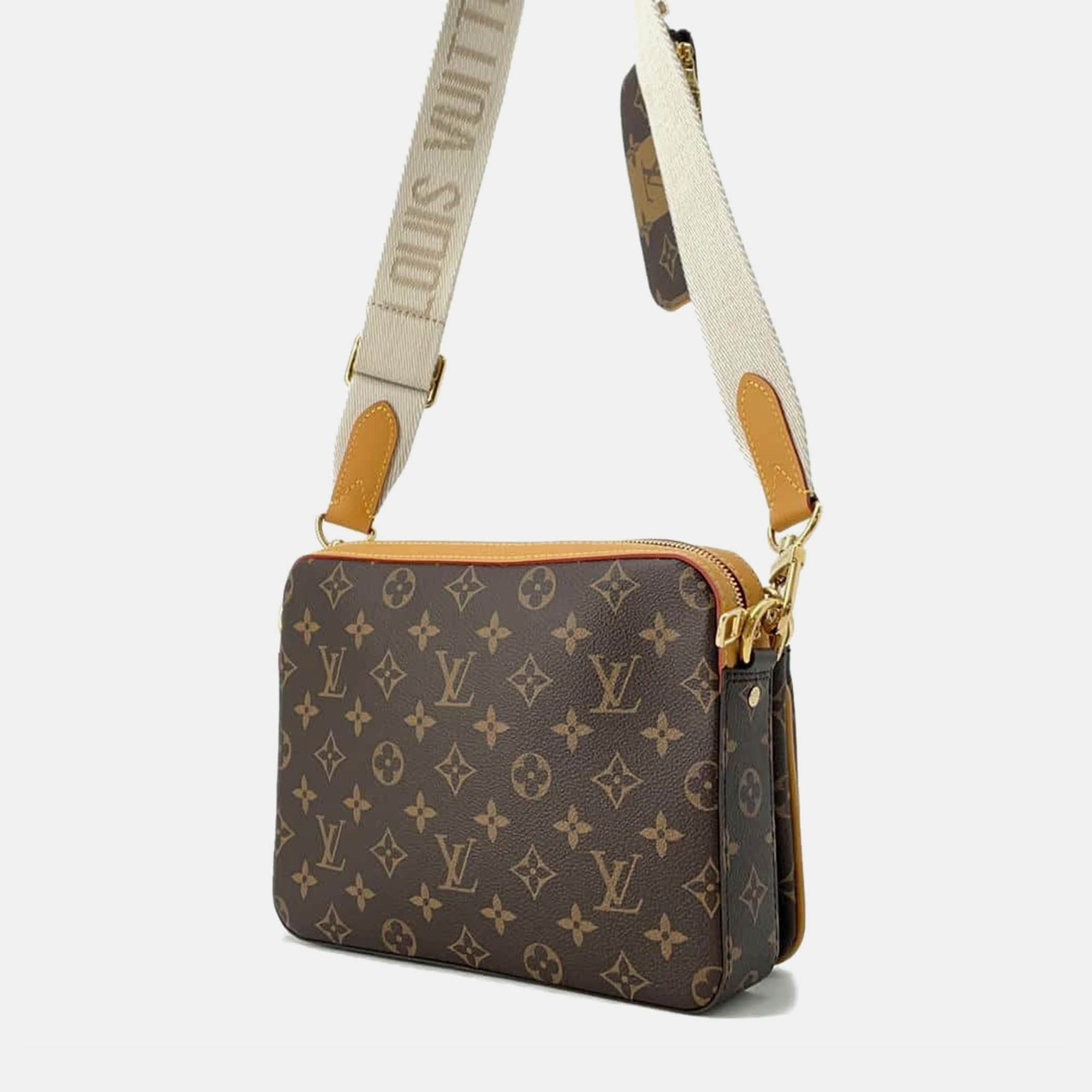 Louis Vuitton Brown Monogram Stripe LV Squared Trio Messenger