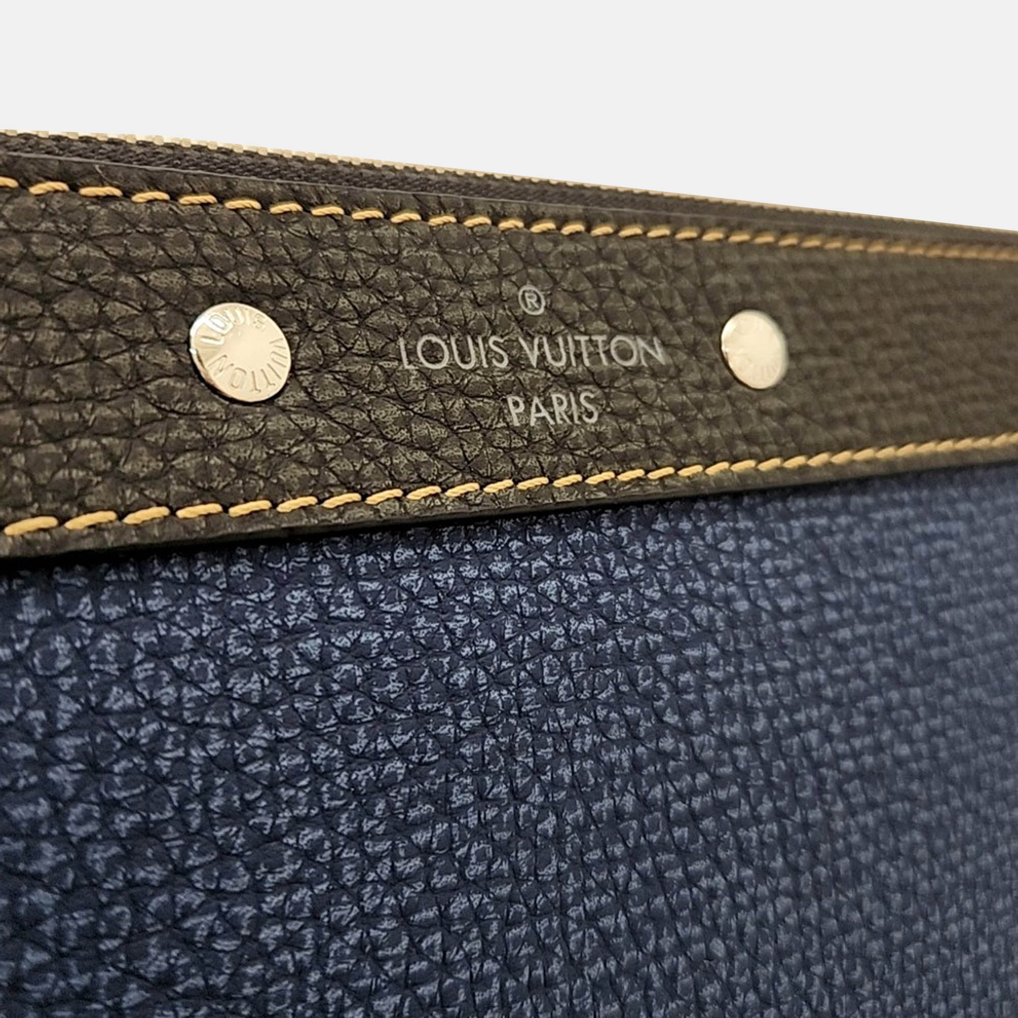 Louis Vuitton Blue Leather Louis Vuitton Pochette To-Go Clutch